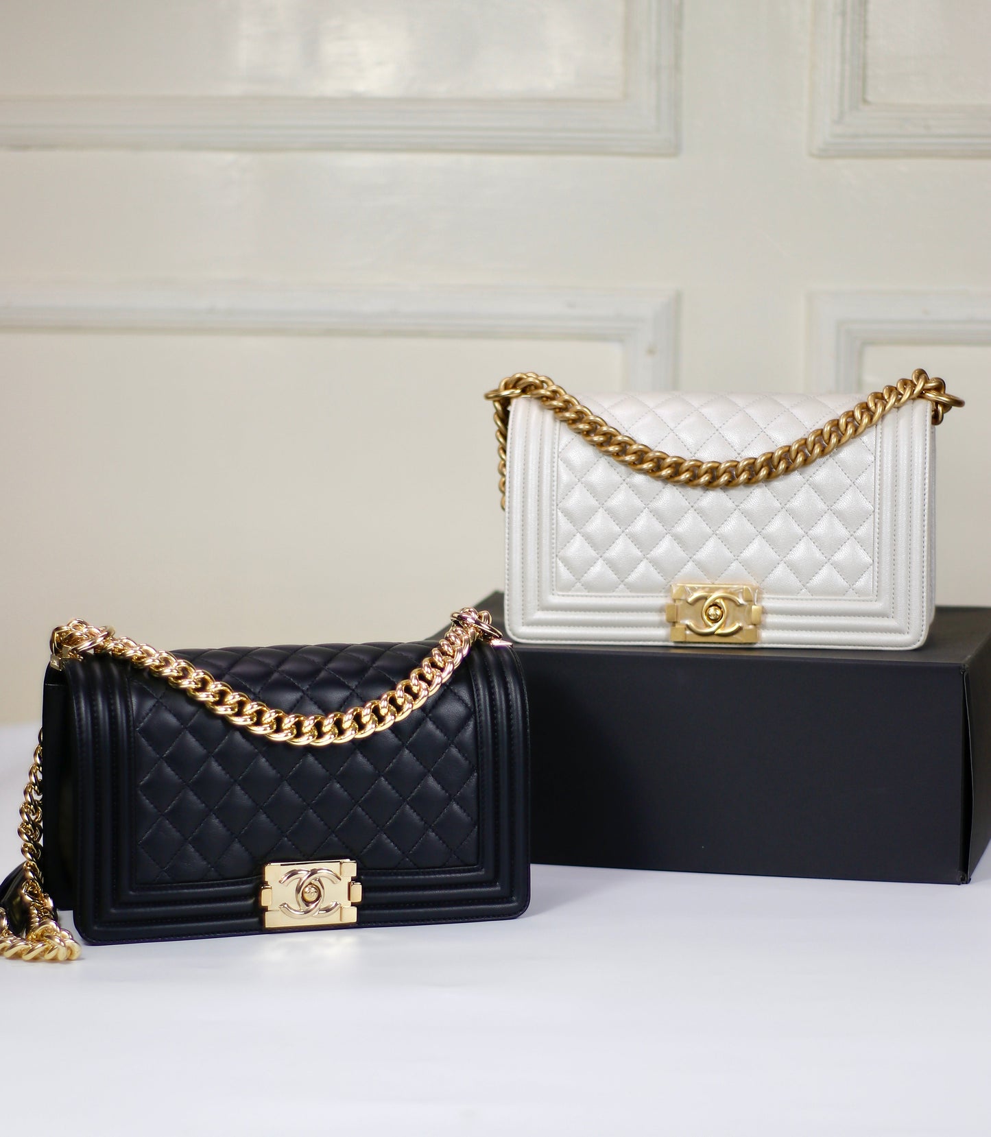 Le Boy – Black Lambskin with Shiny Gold Hardware (Old Medium)