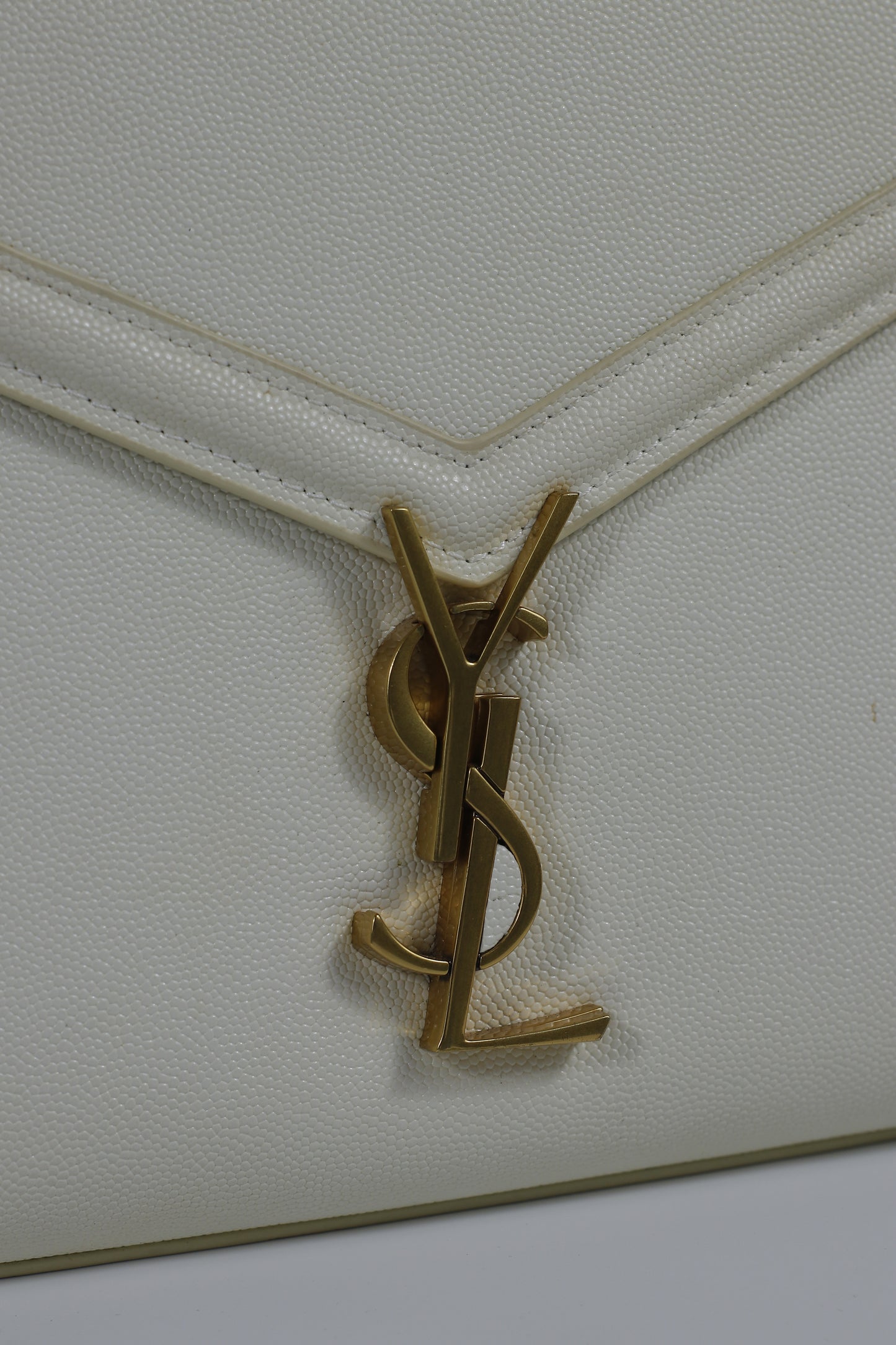 Saint Laurent Cassandra Top Handle – Blanc Vintage with Gold Hardware