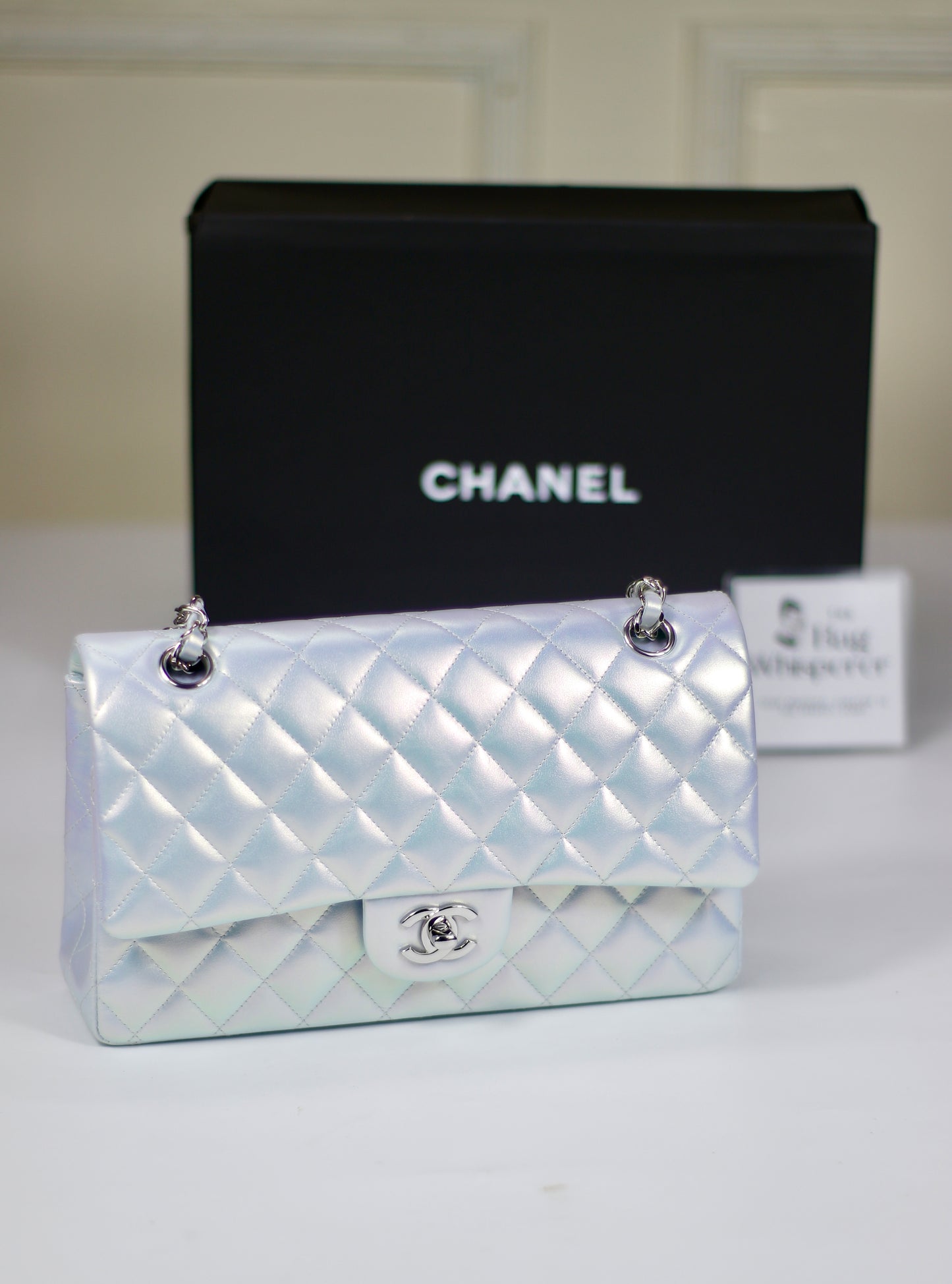Classic Flap – Iridescent Blue 21K with Silver Hardware