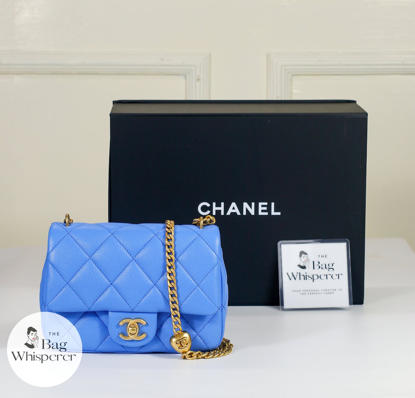 Pearl Crush Mini – Blue Caviar with Gold Hardware (Microchipped)