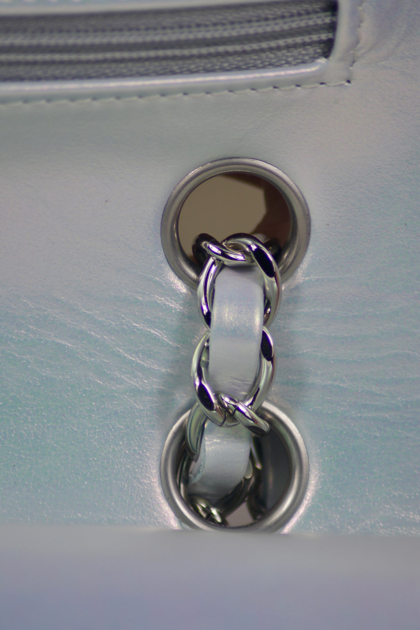 Classic Flap – Iridescent Blue 21K with Silver Hardware