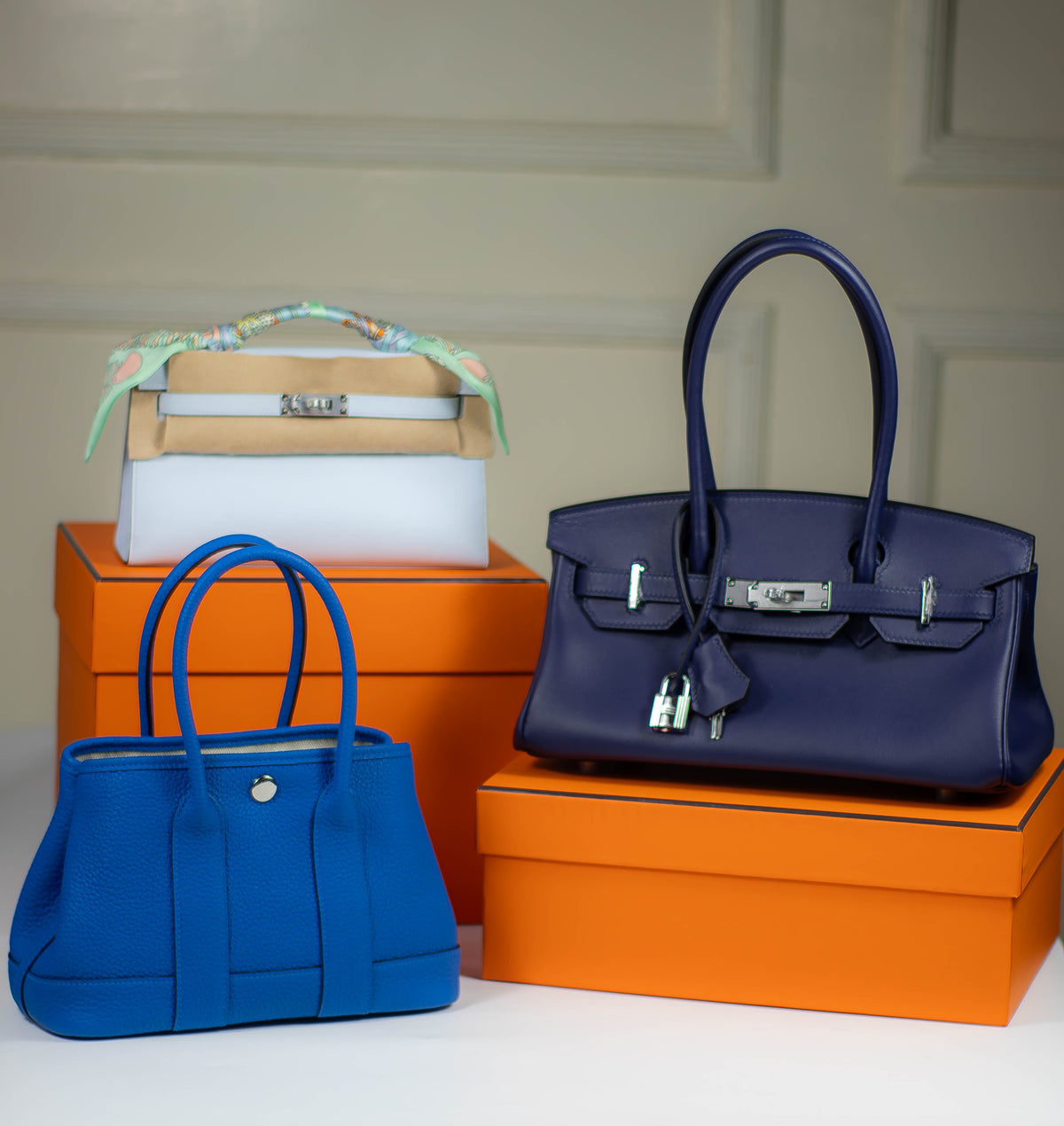 Shoulder BK 29 – Blue Saphir Swift with Palladium Hardware