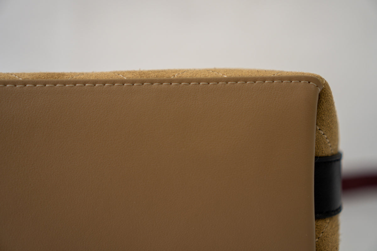 CC 26B Suede Bucket Bag – Dark Beige Suede with Gold Hardware