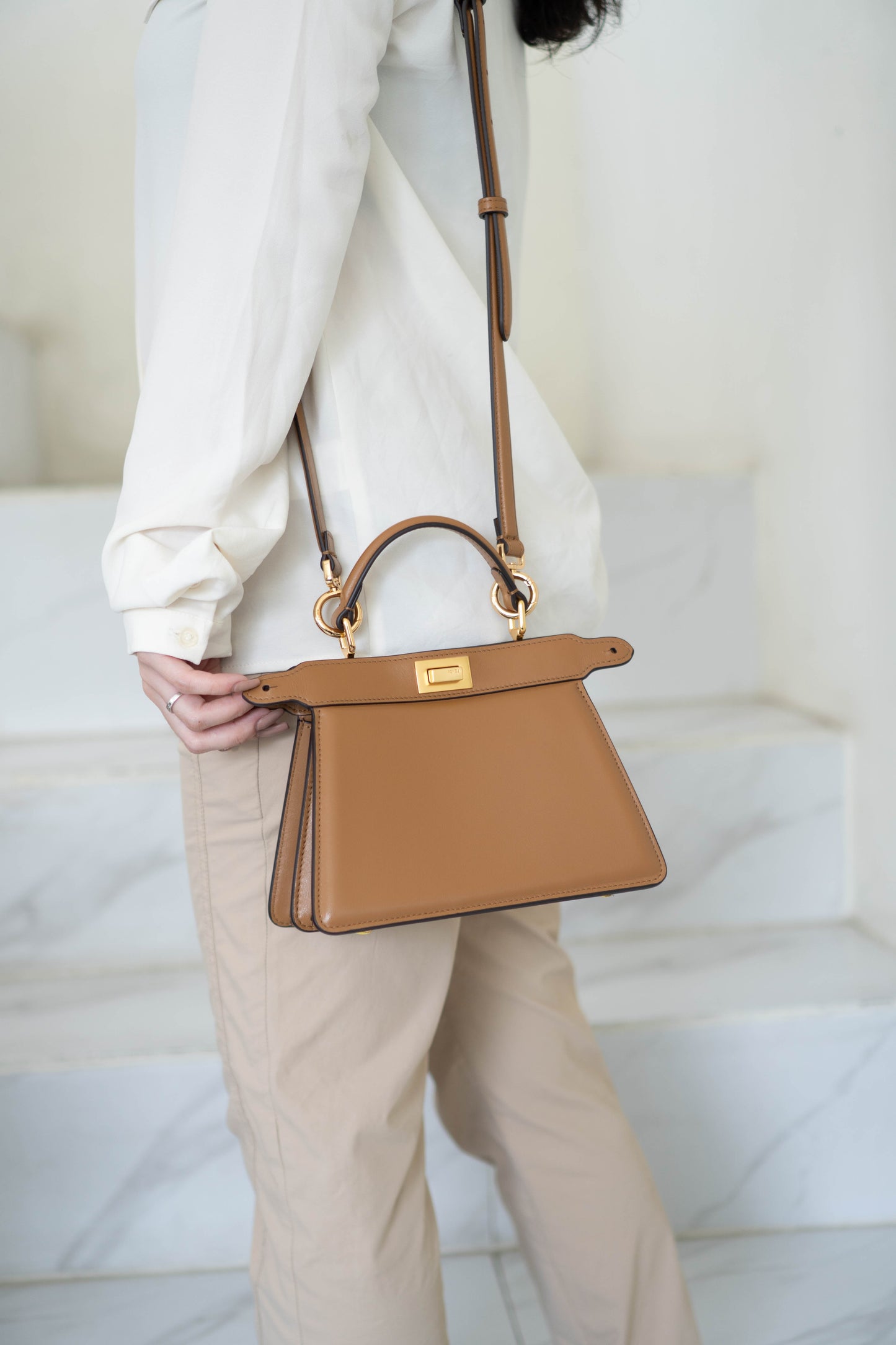 Peek a boo Mini Bag – Brown Leather with Gold Hardware