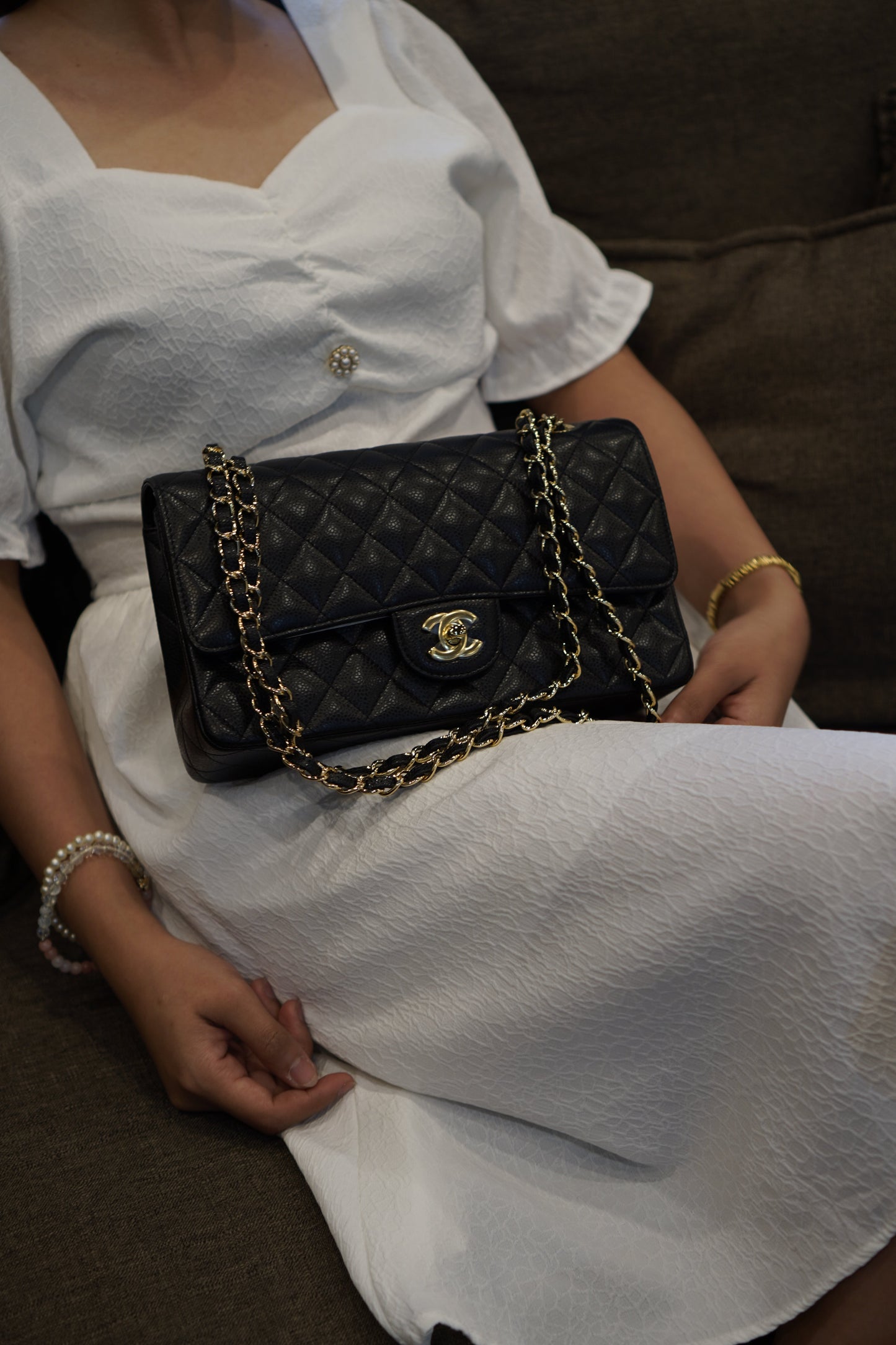 Classic Flap in Medium Caviar Leather with Gold Hardware