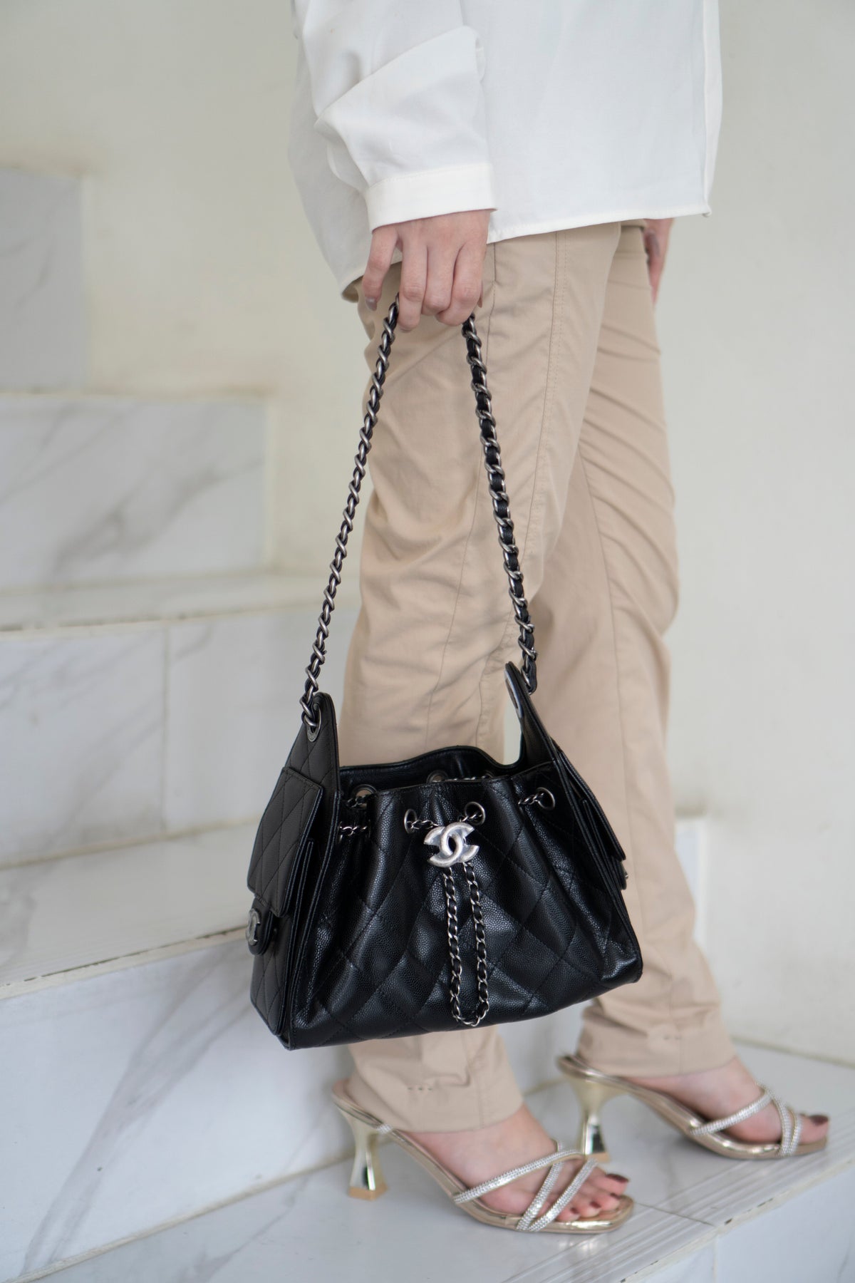 C25 Mini – Black Quilted Leather with Ruthenium Hardware