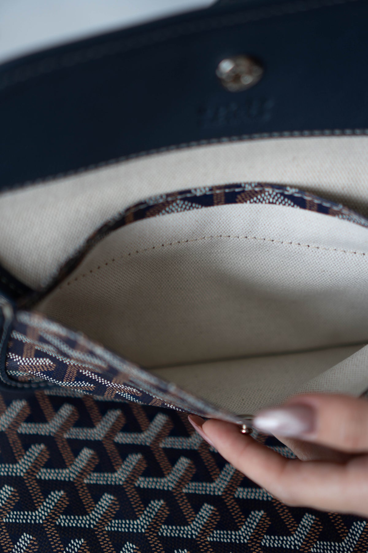 Boheme Hobo – Navy Blue Monogram Canvas with Leather Trim