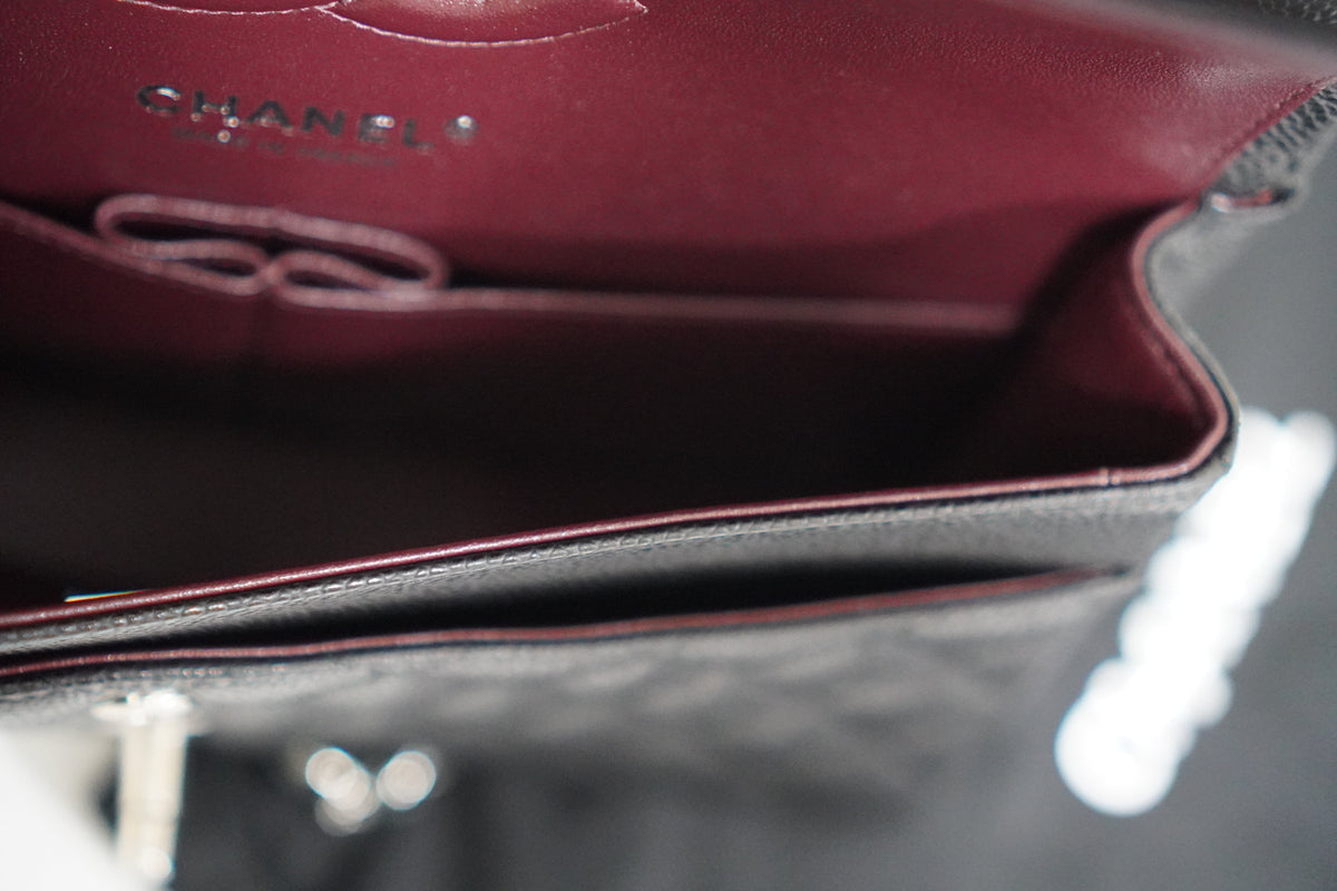 Classic Double Flap Bag Black Caviar in Silver Hardware
