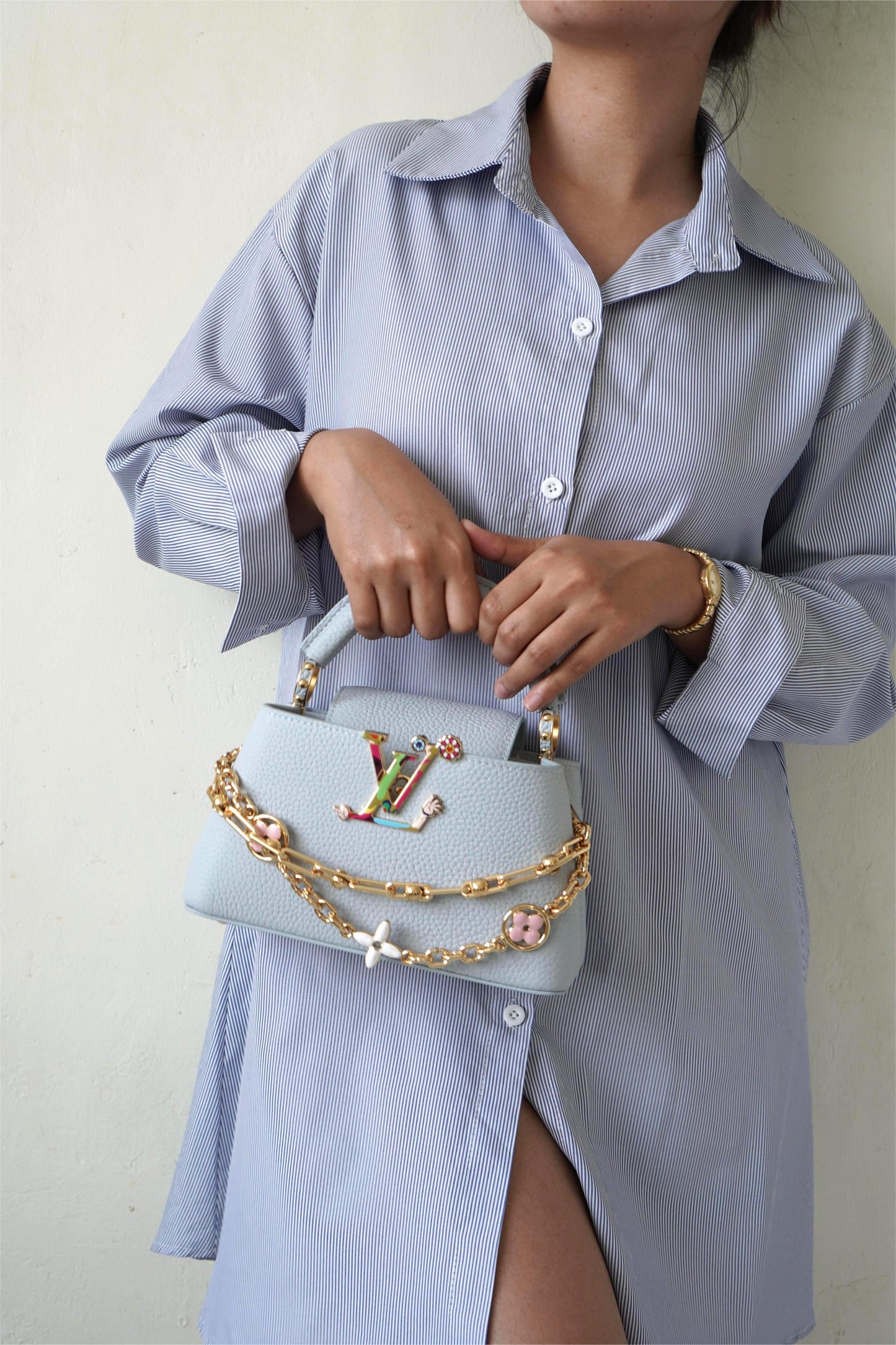 Capucines Mini East West in Baby Blue