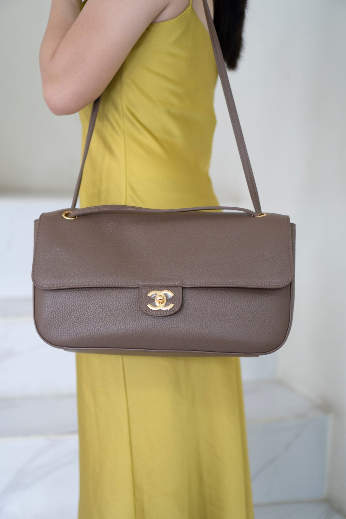 Jumbo 26S Souplissimo Flap Bag – Taupe Light Brown Grained Calfskin with Gold Hardware
