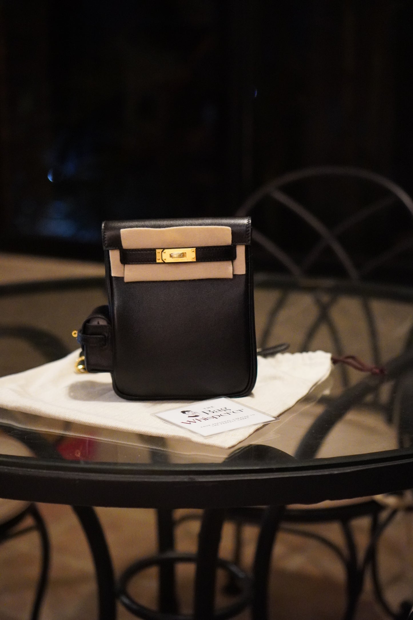 Kelly Jump Backpack in Noir Swift leather