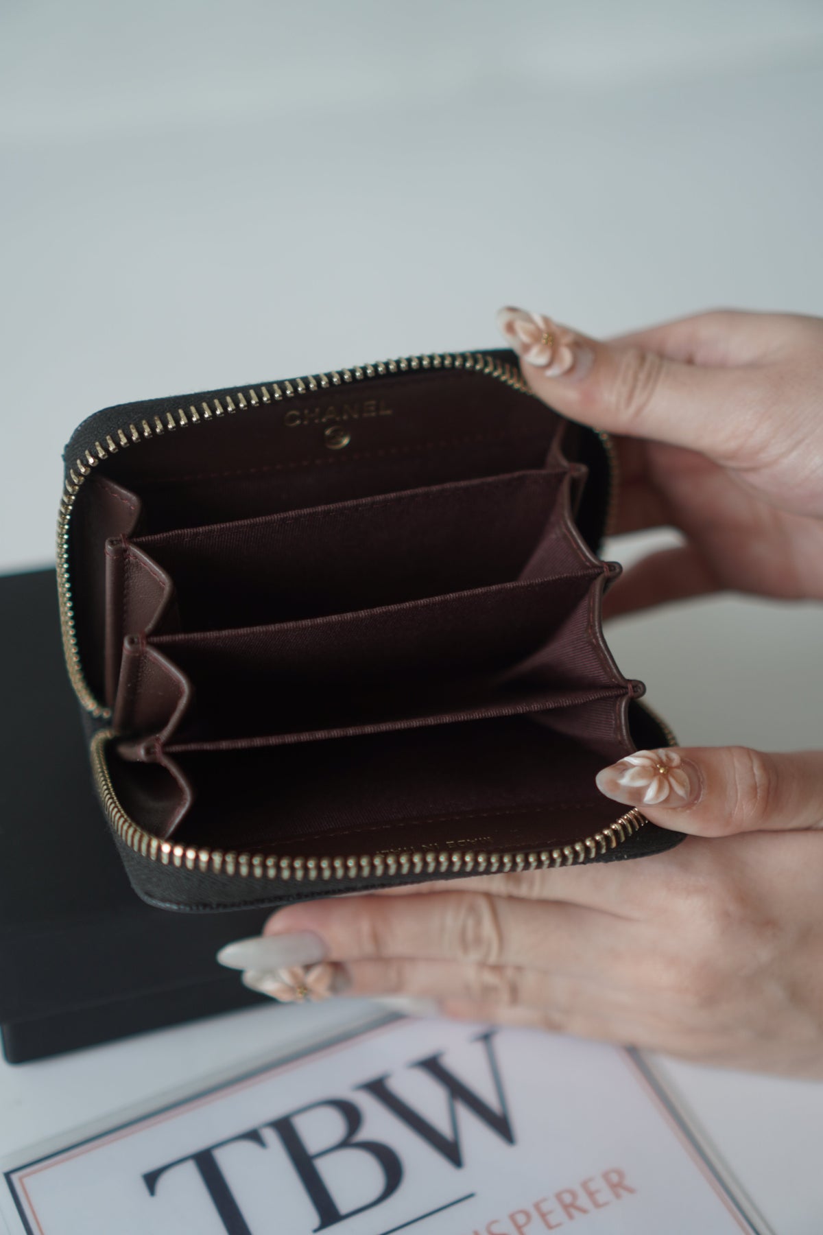 Classic Card Holder – Black Caviar Leather with Gold Hardware