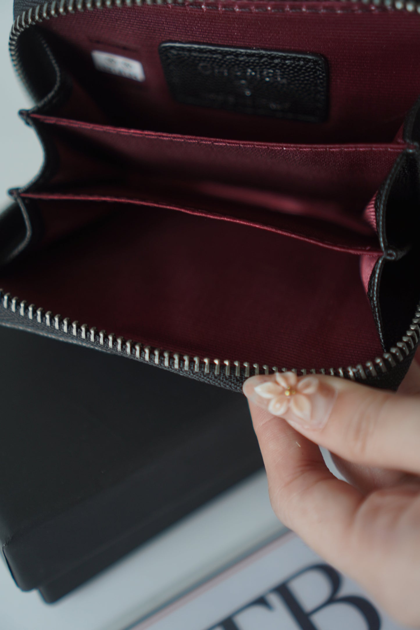Boy Zip Coin Purse – Black Caviar Leather with Ruthenium Hardware
