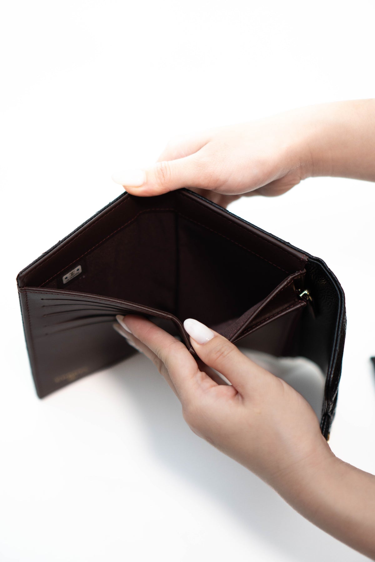 Classic Flap Medium compact wallet in Black Caviar with Gold Hardware