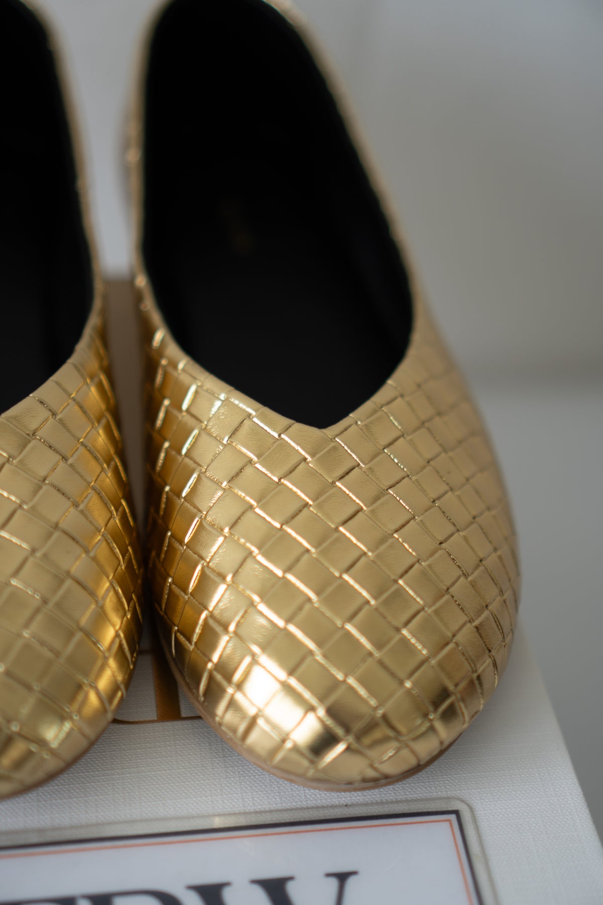ROW Woven Ballet Flats – Gold Leather