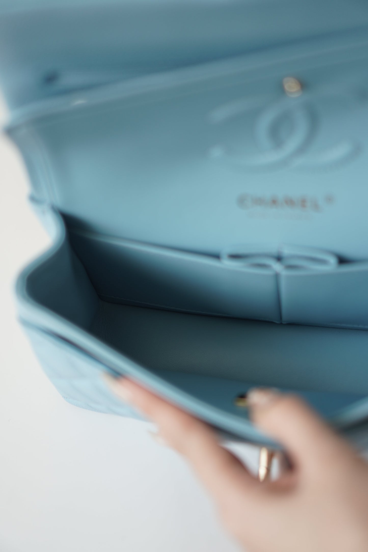 Classic Flap Small – Light Blue Caviar with Silver Hardware