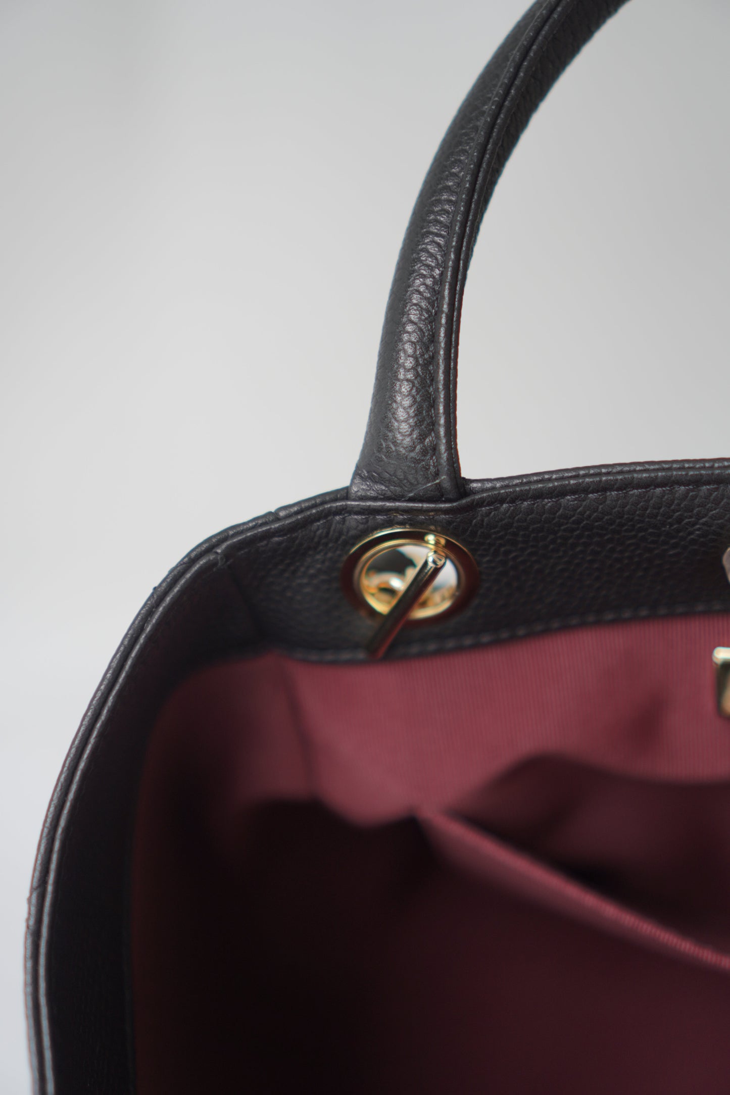 26P Small Shopping Tote – Black Grained Calfskin with Gold Hardware