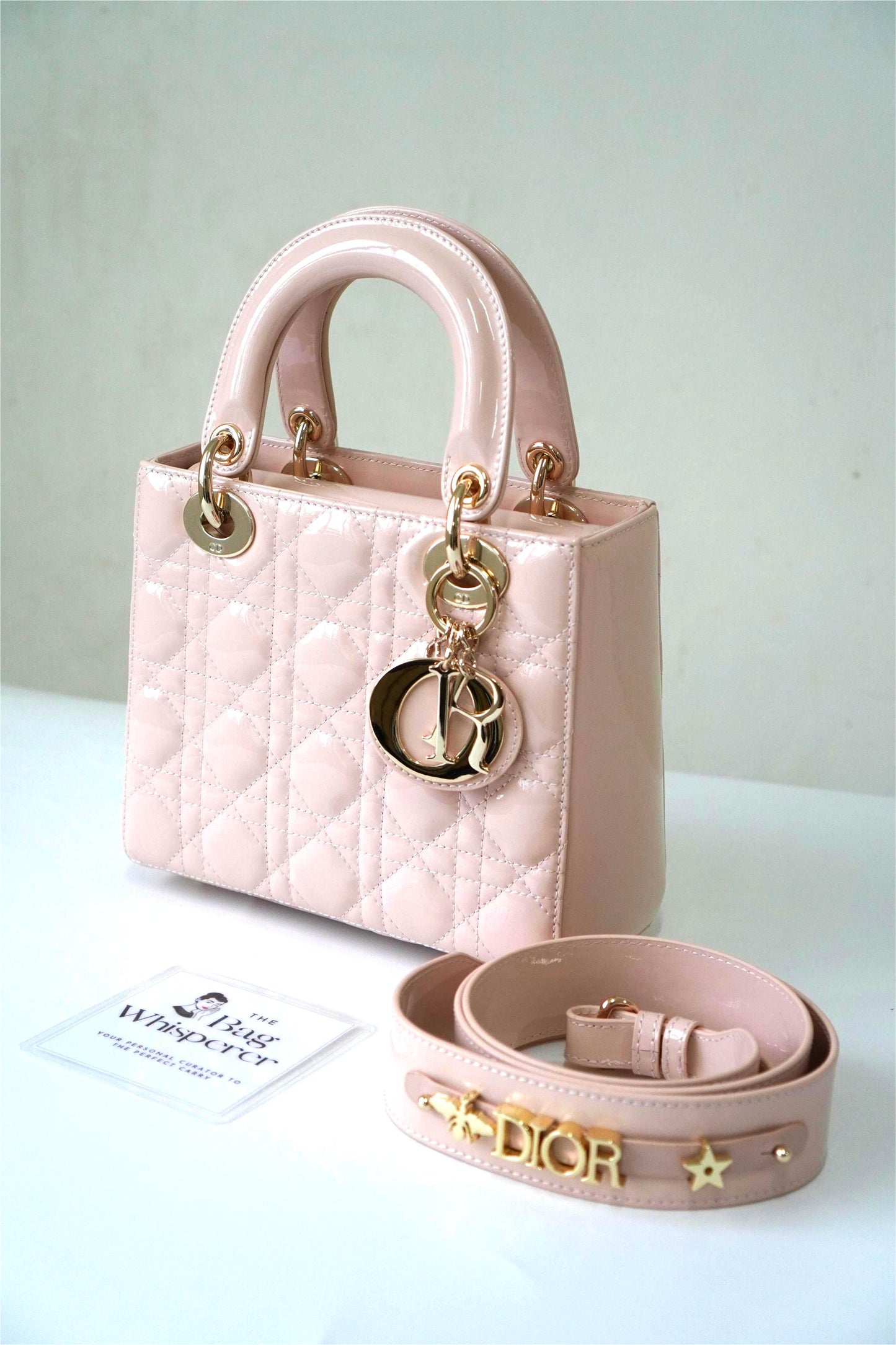 Small Lady Dio R in Light Pink Patent Leather