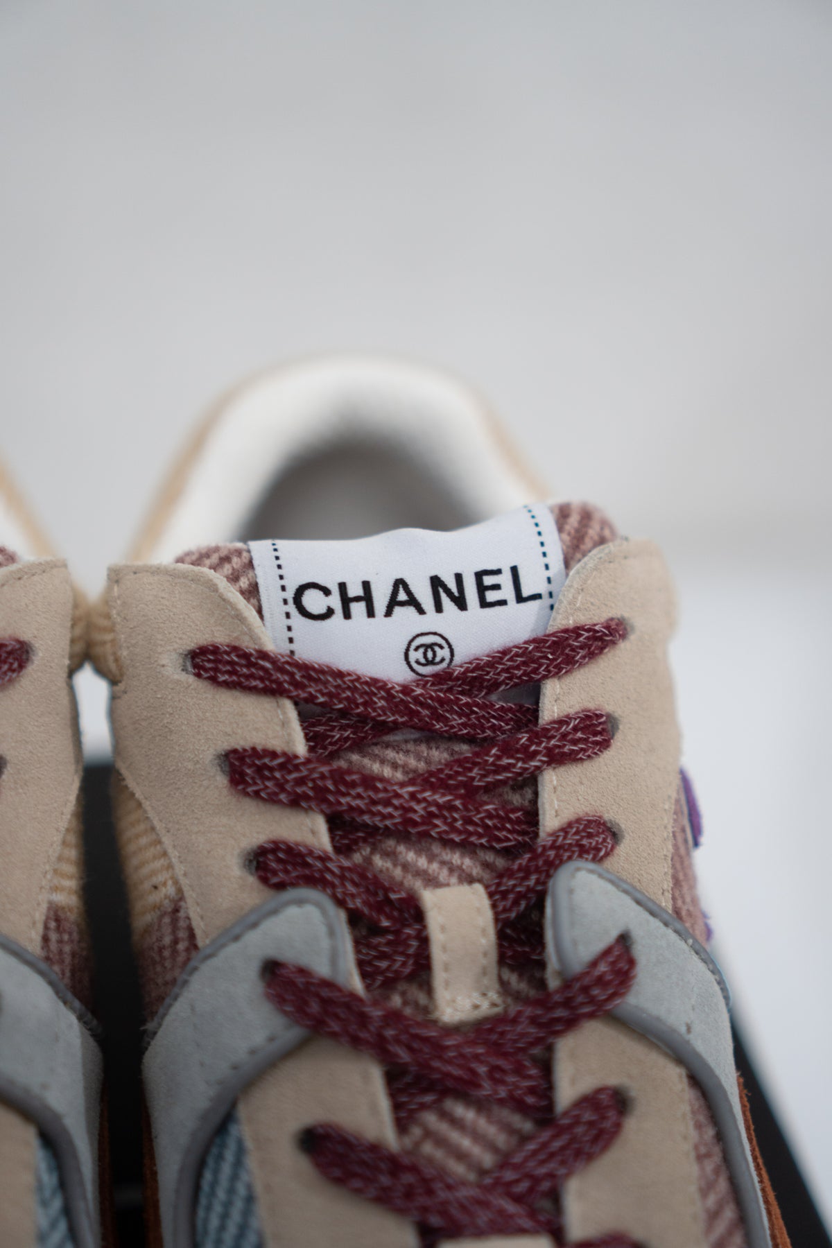 CC Fabric Suede Calfskin Sneakers – Pink Beige