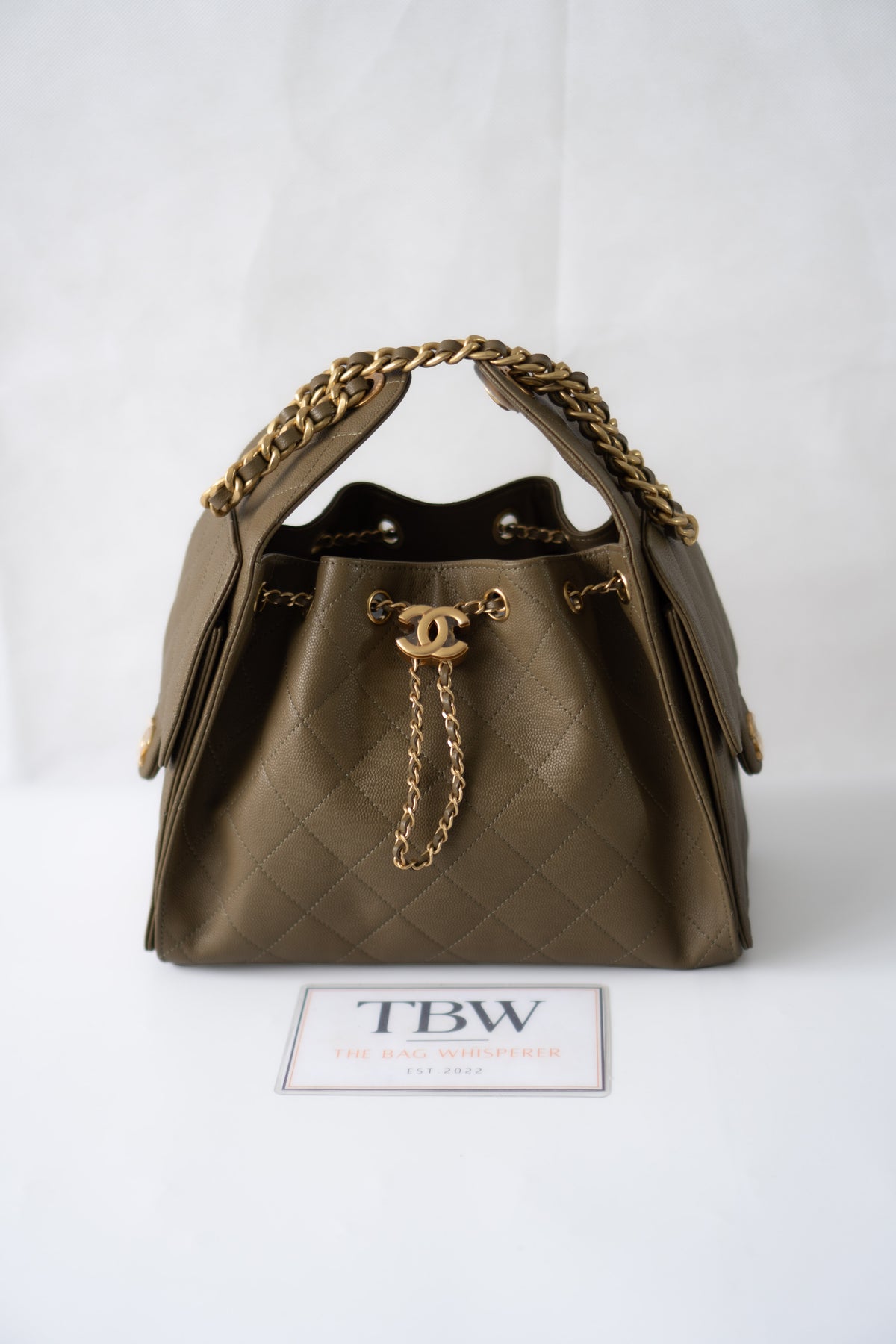 C25 Small Caviar – Khaki Green with Gold Hardware