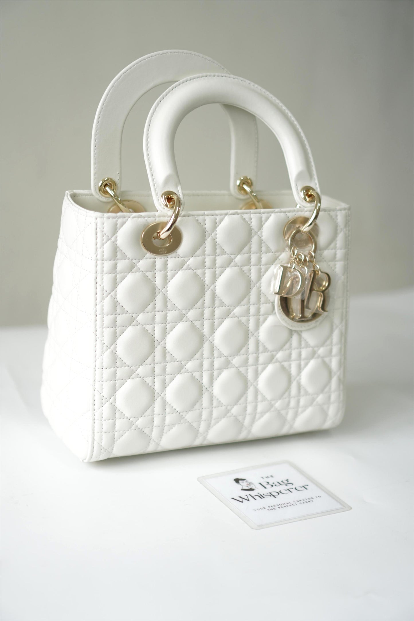 Lady D Medium in White Lambskin