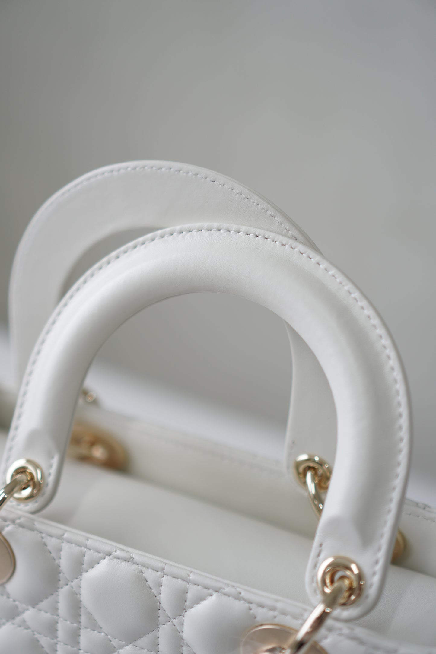 Lady D Medium in White Lambskin