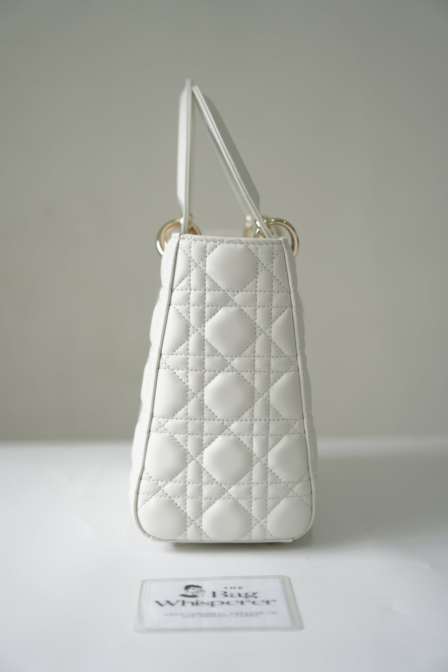 Lady D Medium in White Lambskin