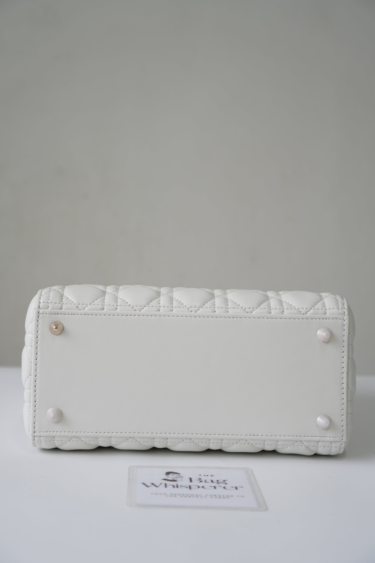 Lady D Medium in White Lambskin