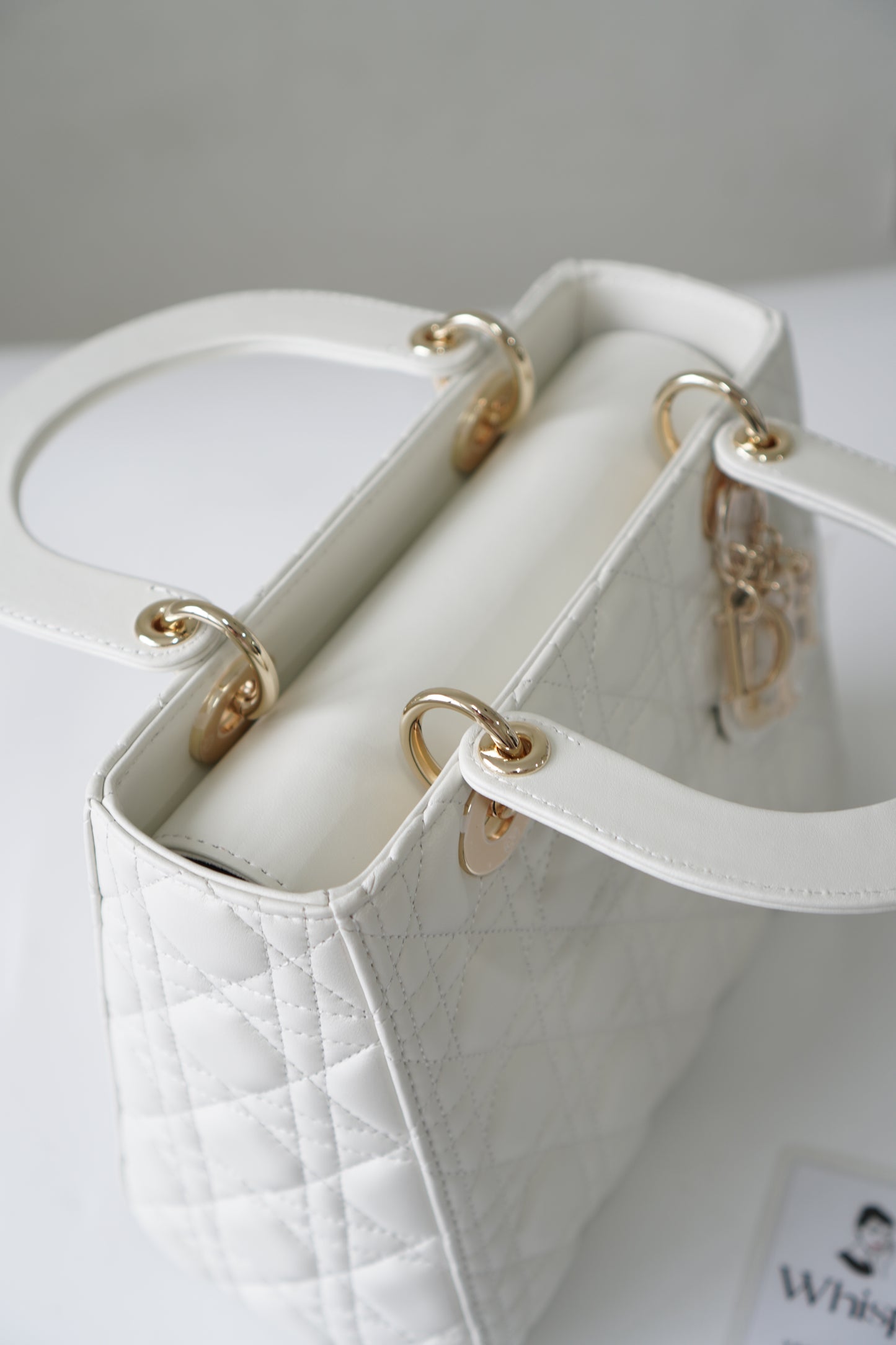Lady D Medium in White Lambskin