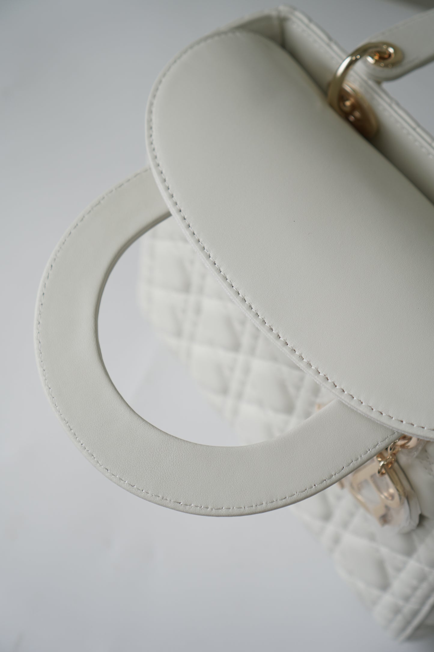 Lady D Medium in White Lambskin