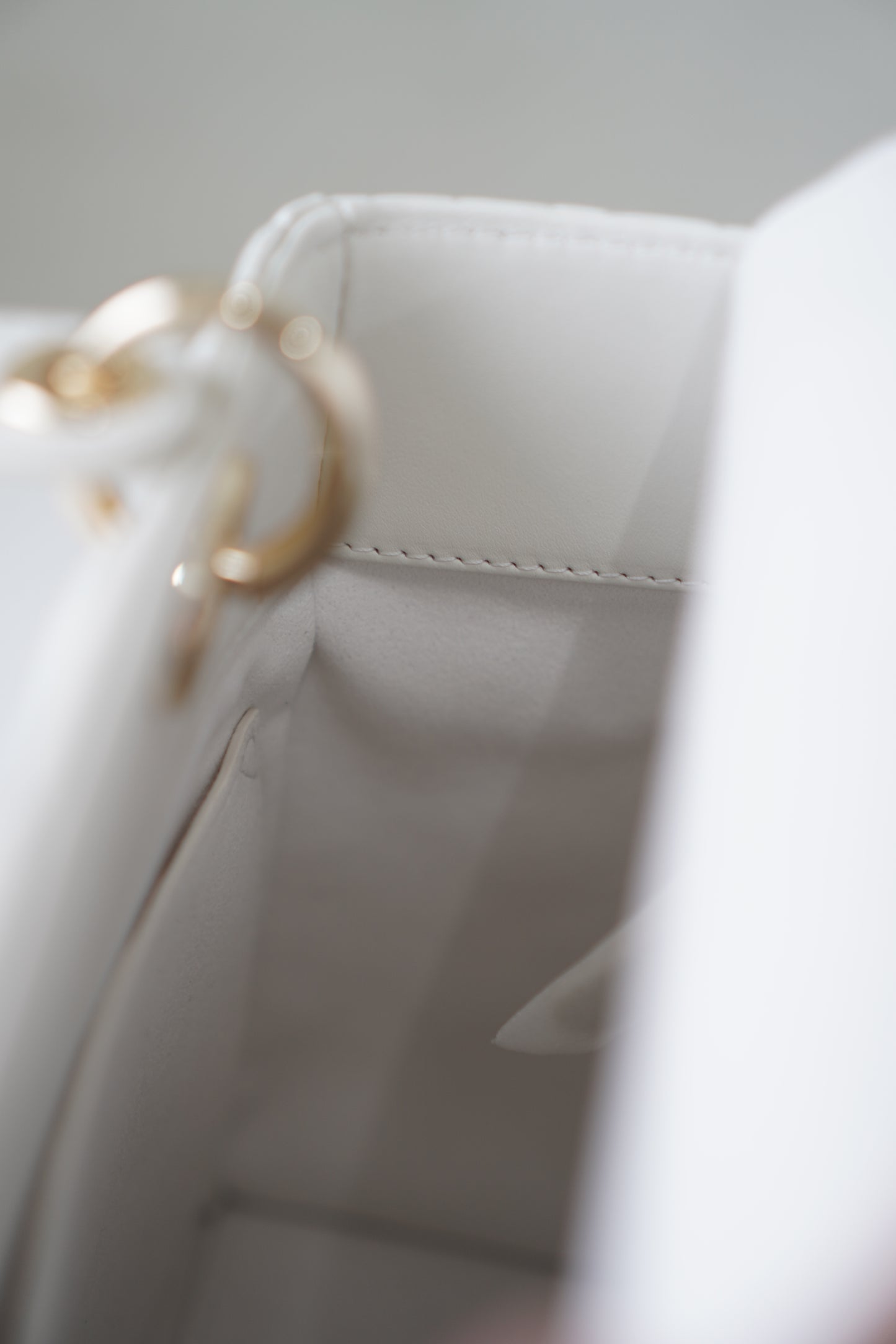 Lady D Medium in White Lambskin