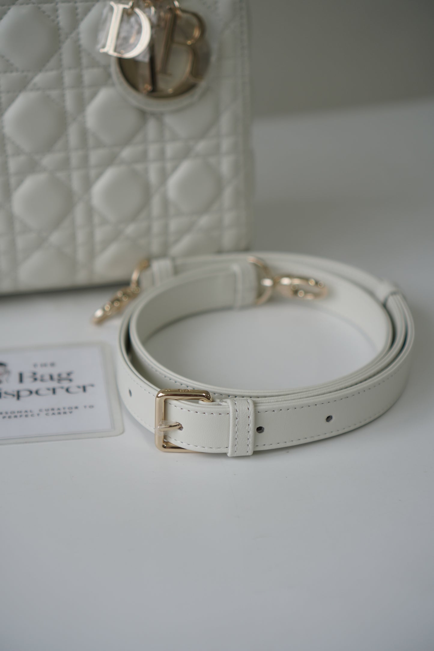 Lady D Medium in White Lambskin