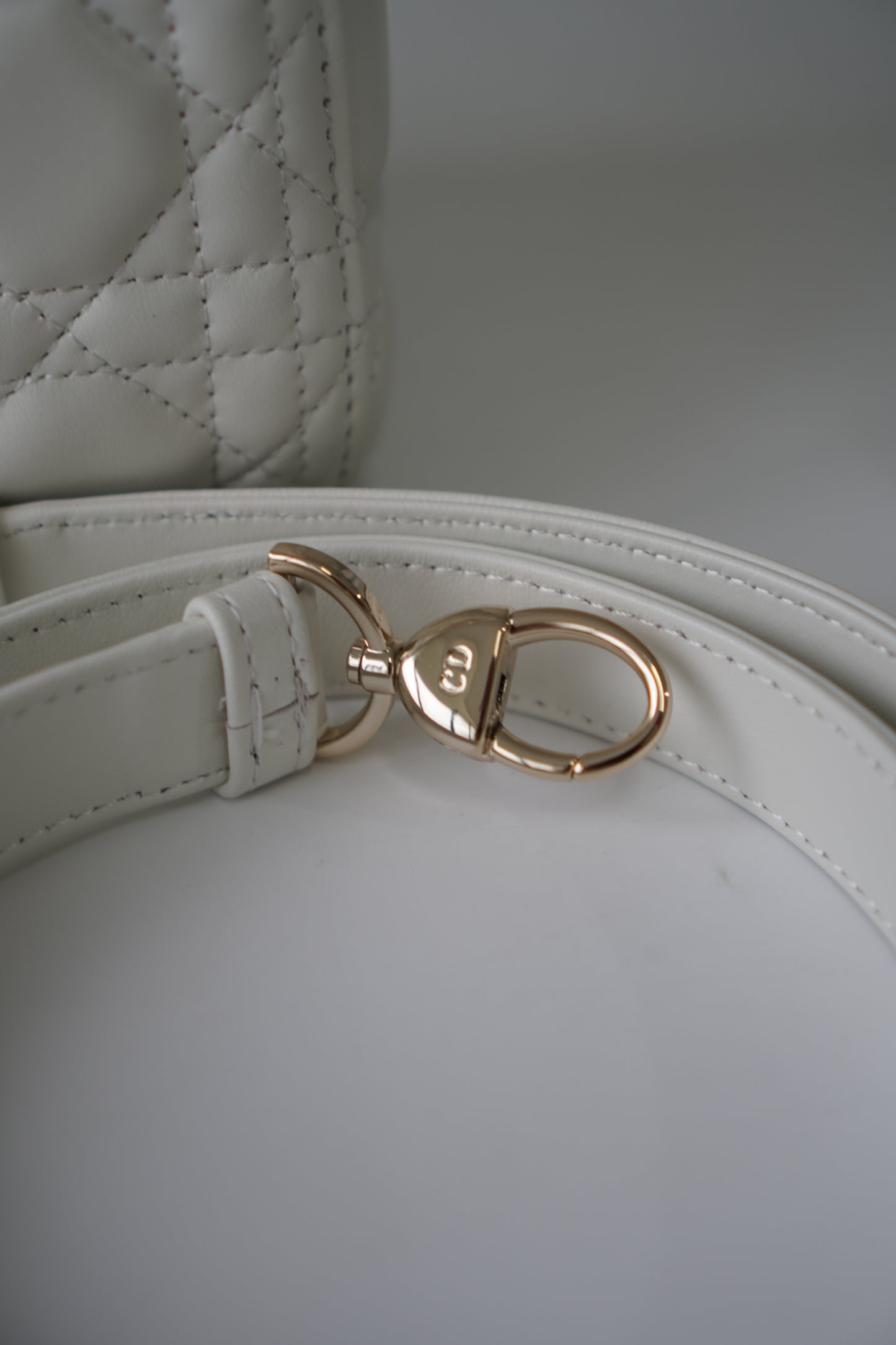 Lady D Medium in White Lambskin