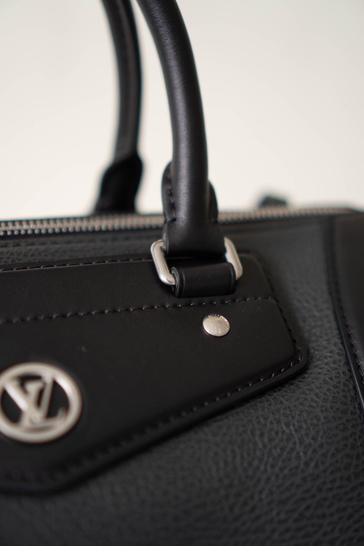 Biker Bag MM Handbag In Black lambskin with Silver Hardware