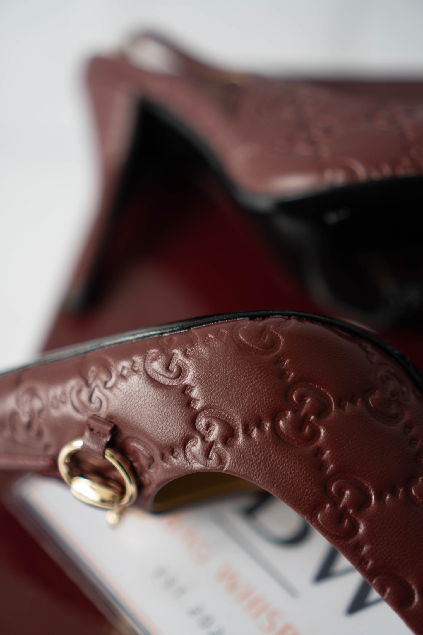 Slingback Pumps – Rosso Ancora GG Embossed Leather