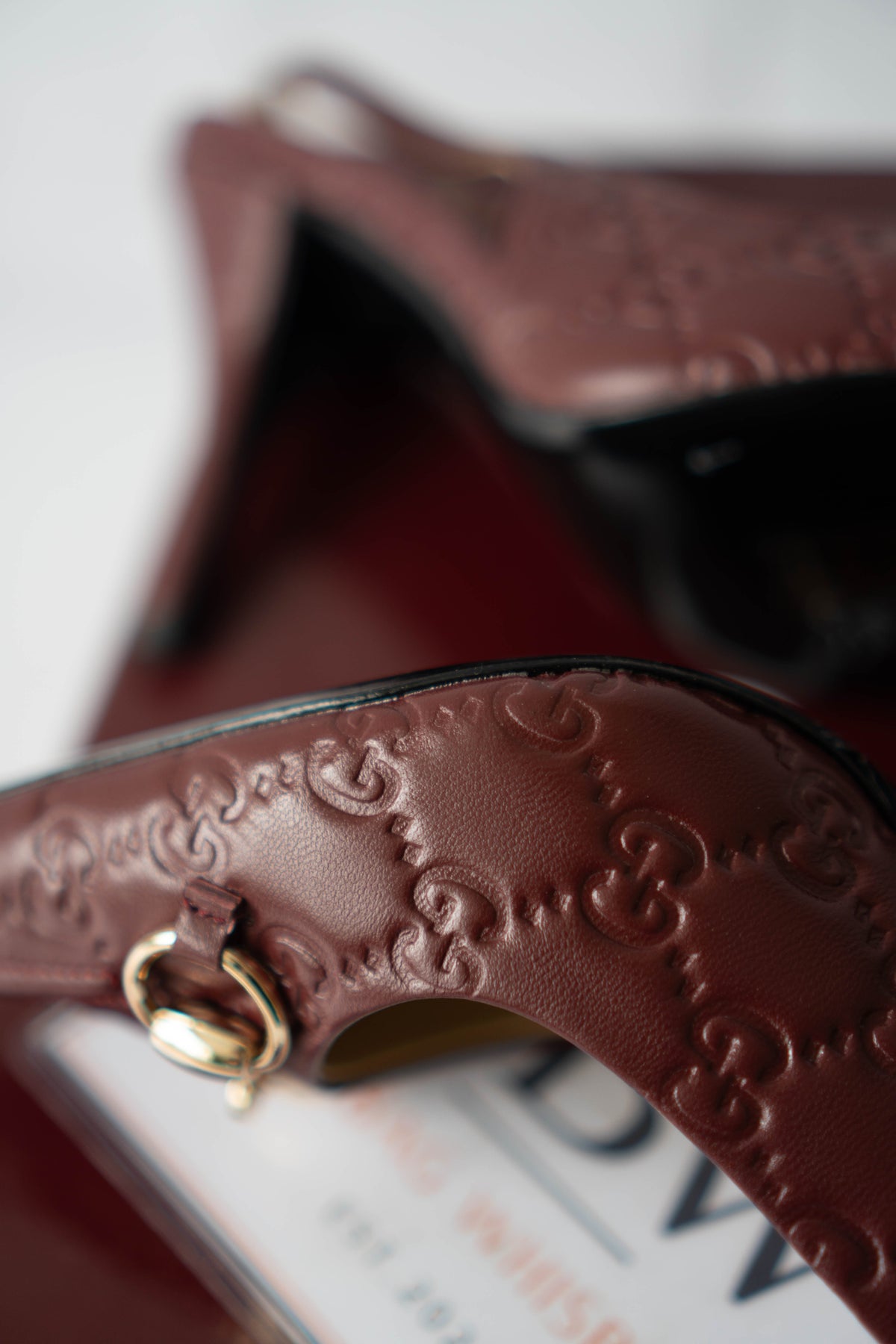 Slingback Pumps – Rosso Ancora GG Embossed Leather