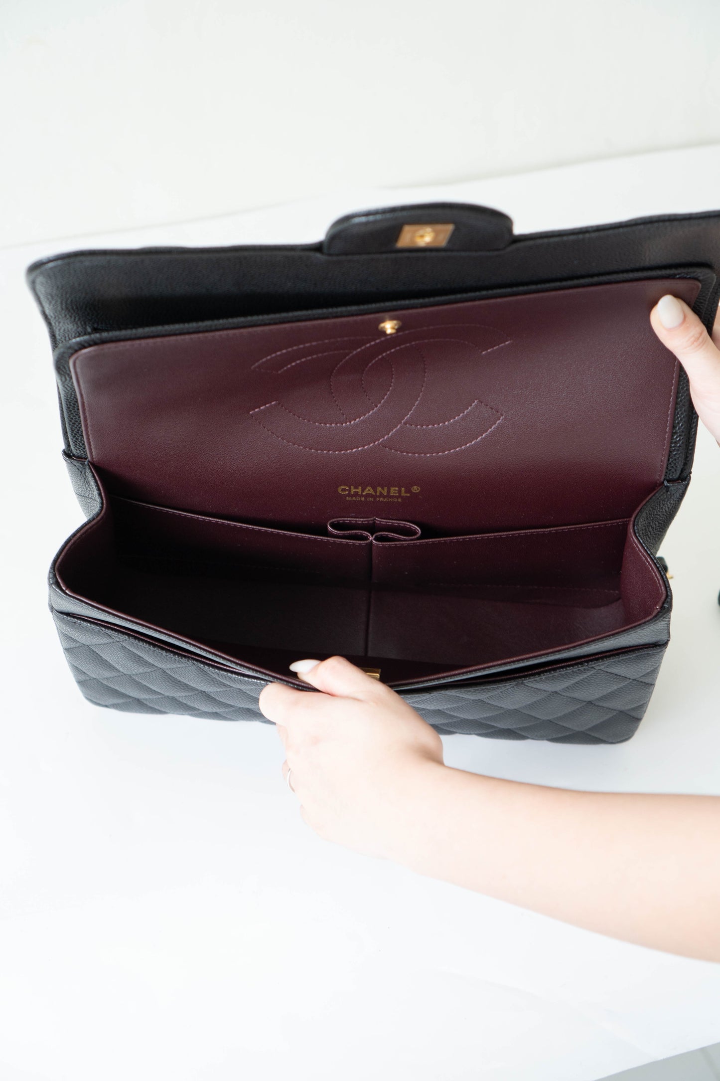 Classic Flap in Jumbo Black Caviar with Gold Hardware