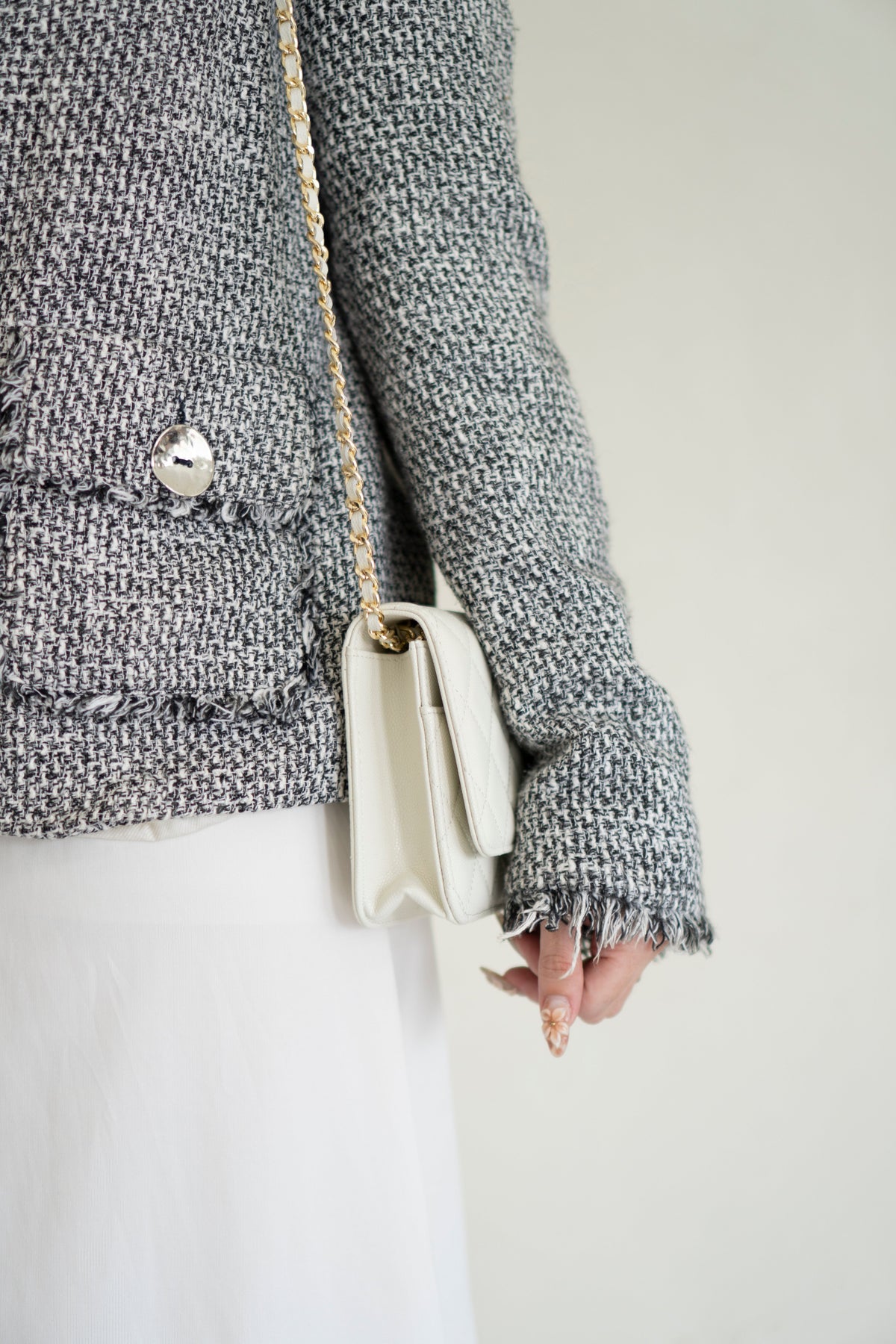 Classic WOC – White Caviar with Light Gold Hardware