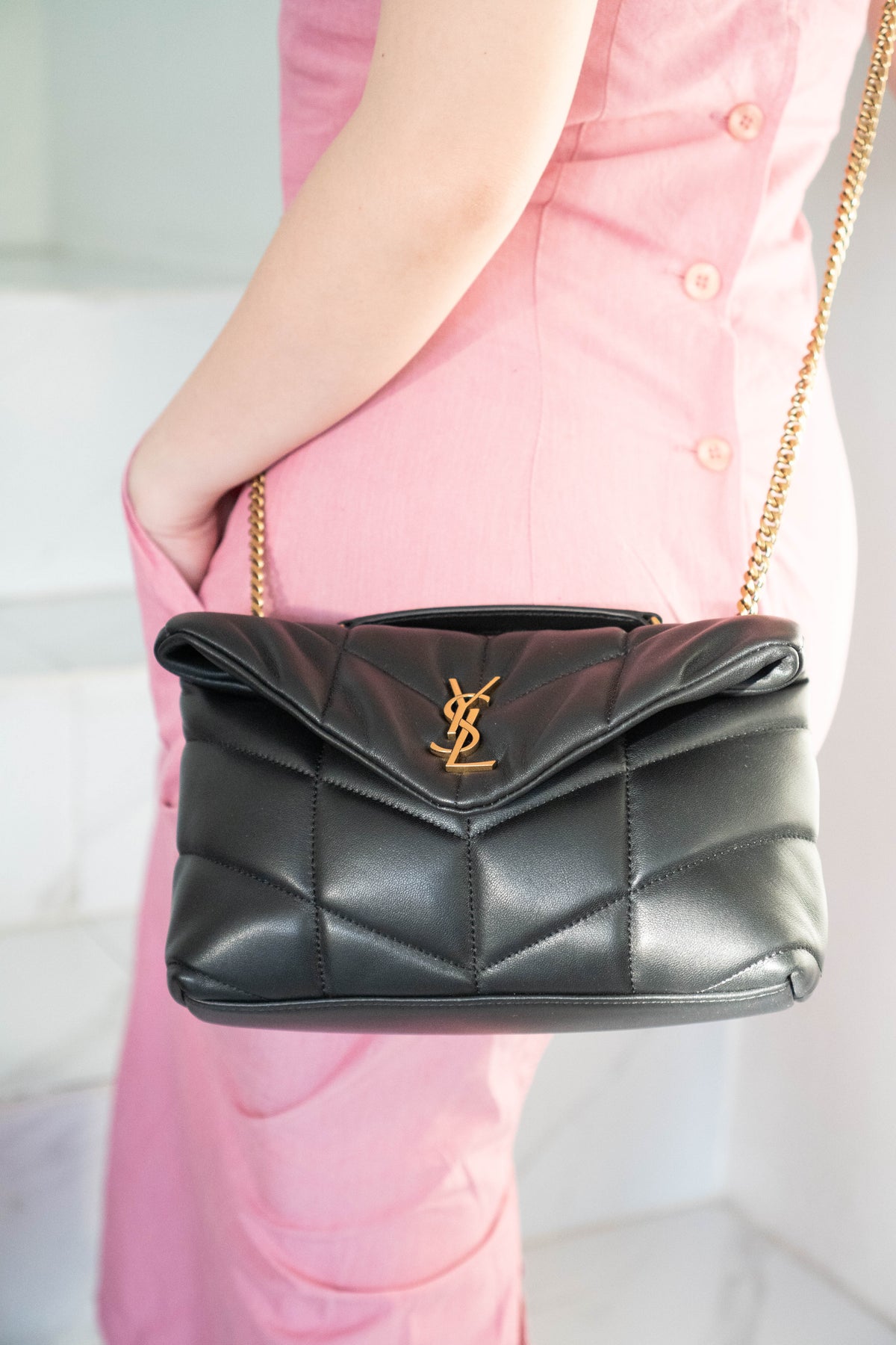 LouLou Puffer Toy in Noir Lambskin with Gold Hardware