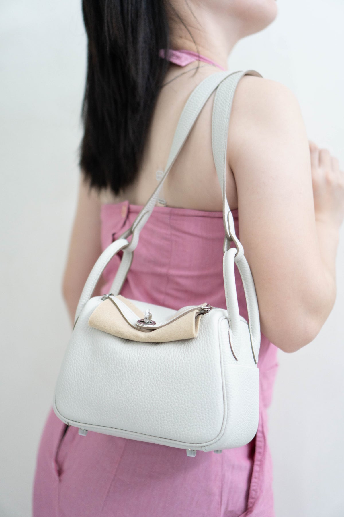 Mini Lind in Pearl Gray Clemence Calfskin with Palladium Hardware
