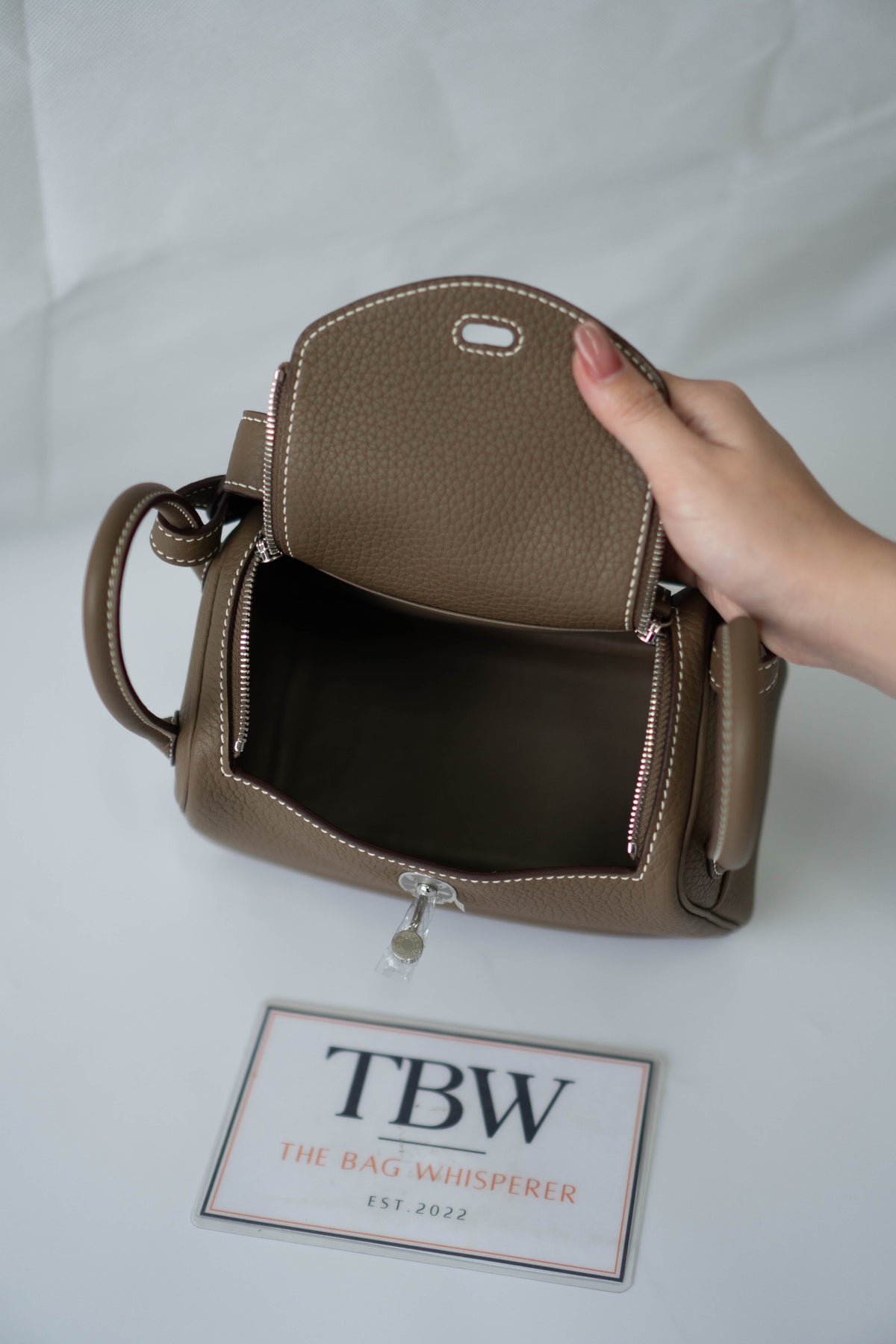Mini Lind – Etoupe Clemence with Palladium Hardware