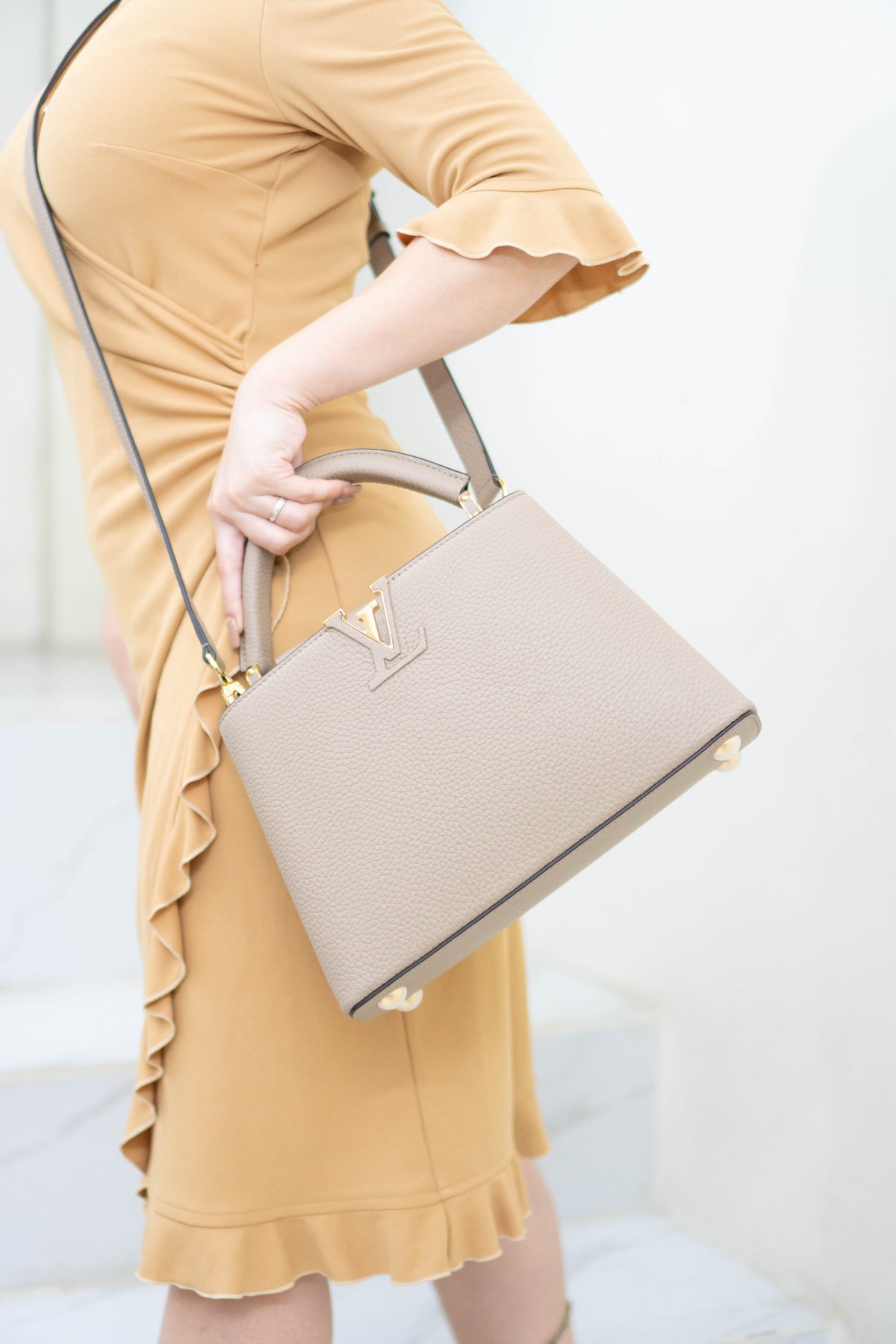 CapucinesBB in Taupe Taurillon with Gold hardware