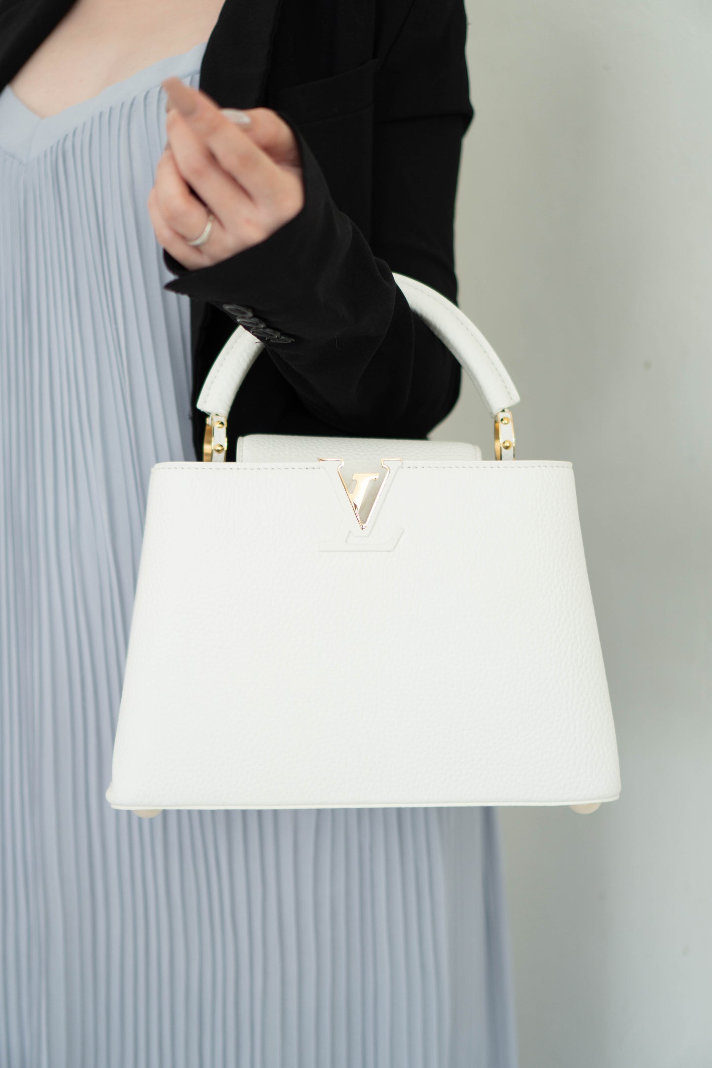 Capucine BB in Snow White Taurillon Leather With Gold Hardware