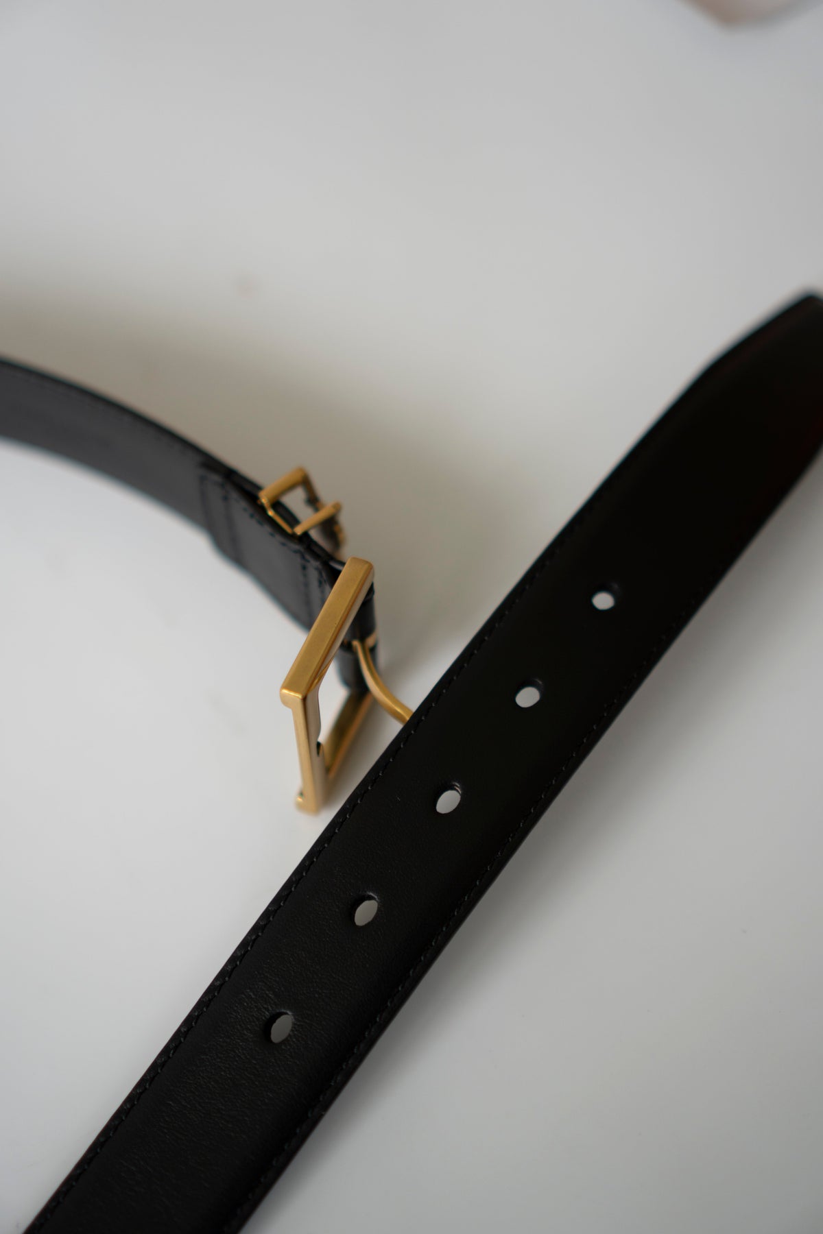 Cassandre Leather Belt – Black with Gold-Tone Buckle