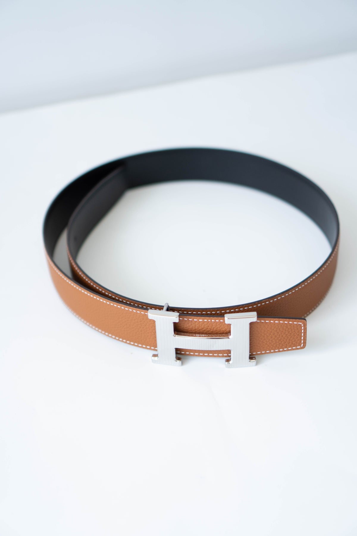 Reversible H Buckle Belt – Black & Brown with Gold Hardware