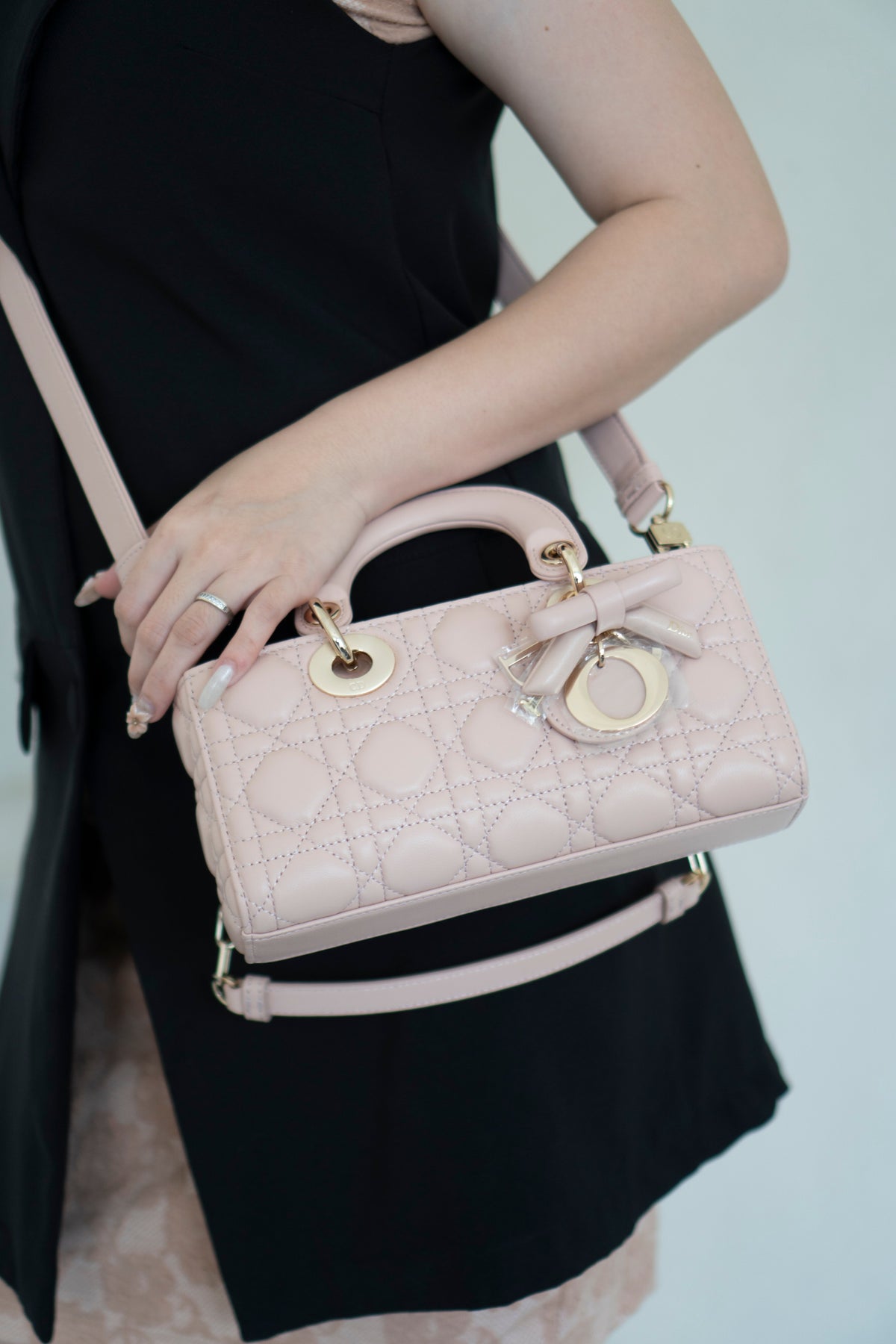 Lady D-Joy Small – Lambskin Cannage with Light Gold Hardware