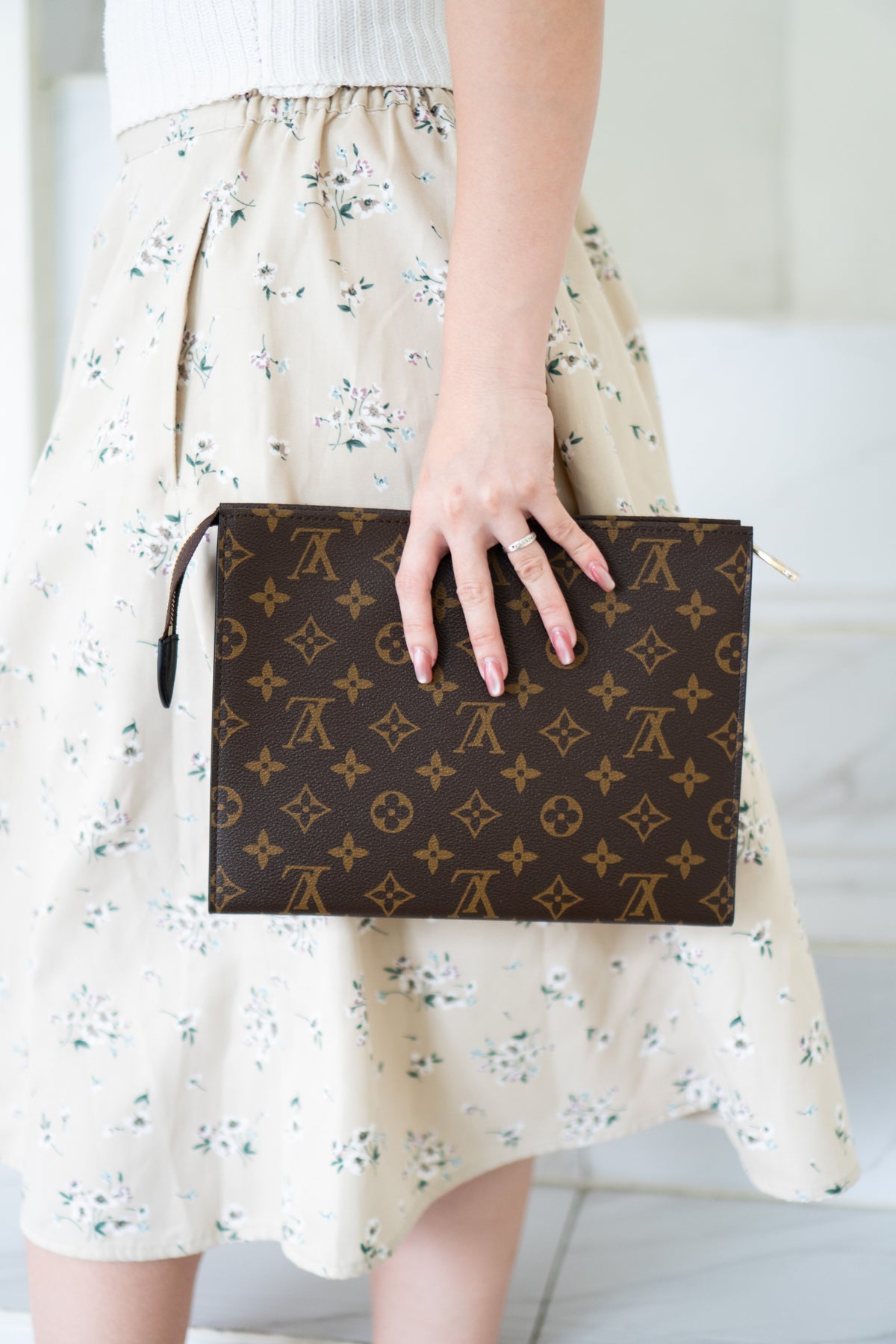 Structured Travel Pouch – Monogram Canvas with Black Leather Trim