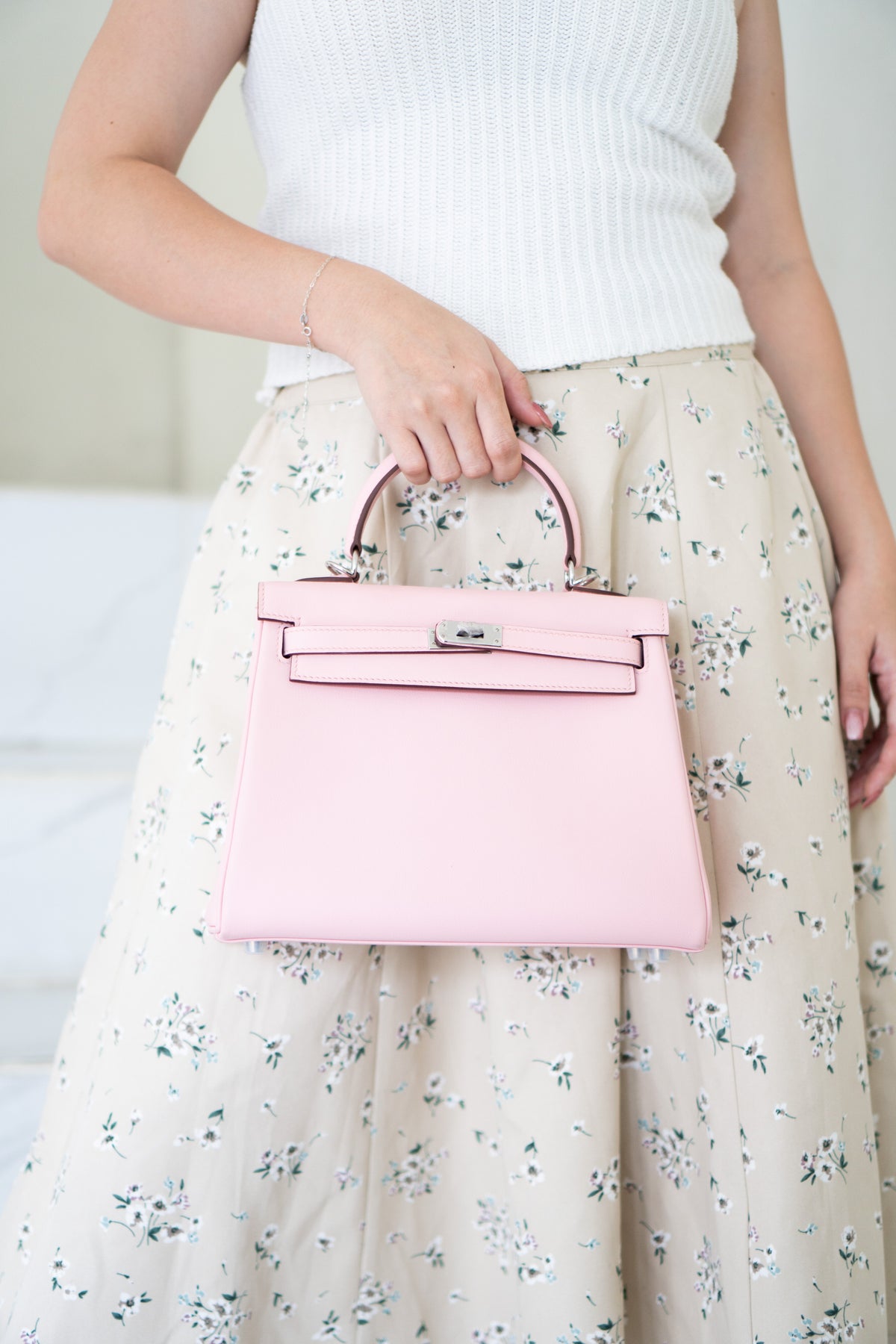 KL 25 Top Handle Bag – Rose Sakura Swift with Palladium Hardware
