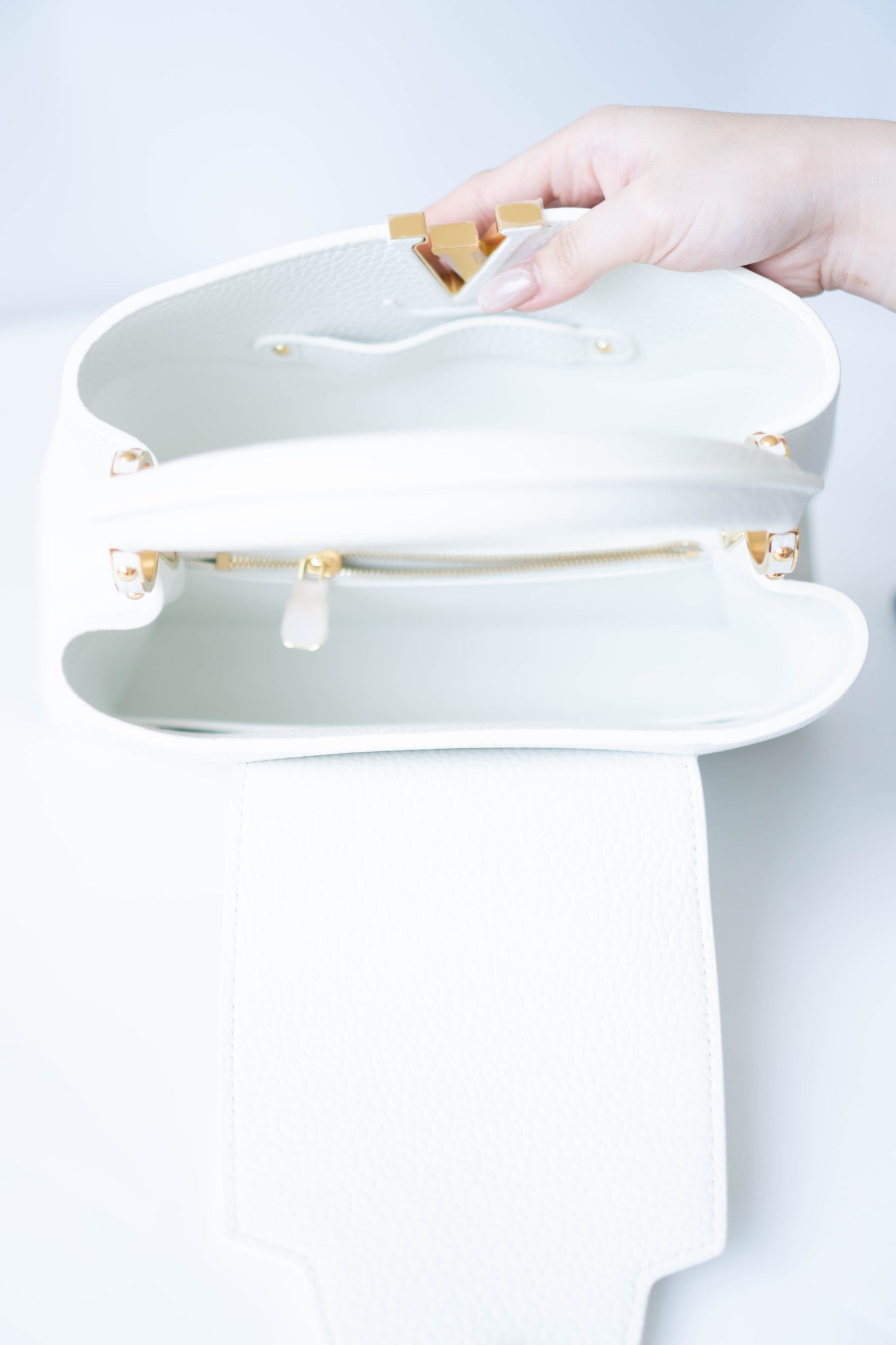 Capucine BB in Snow White Taurillon Leather With Gold Hardware