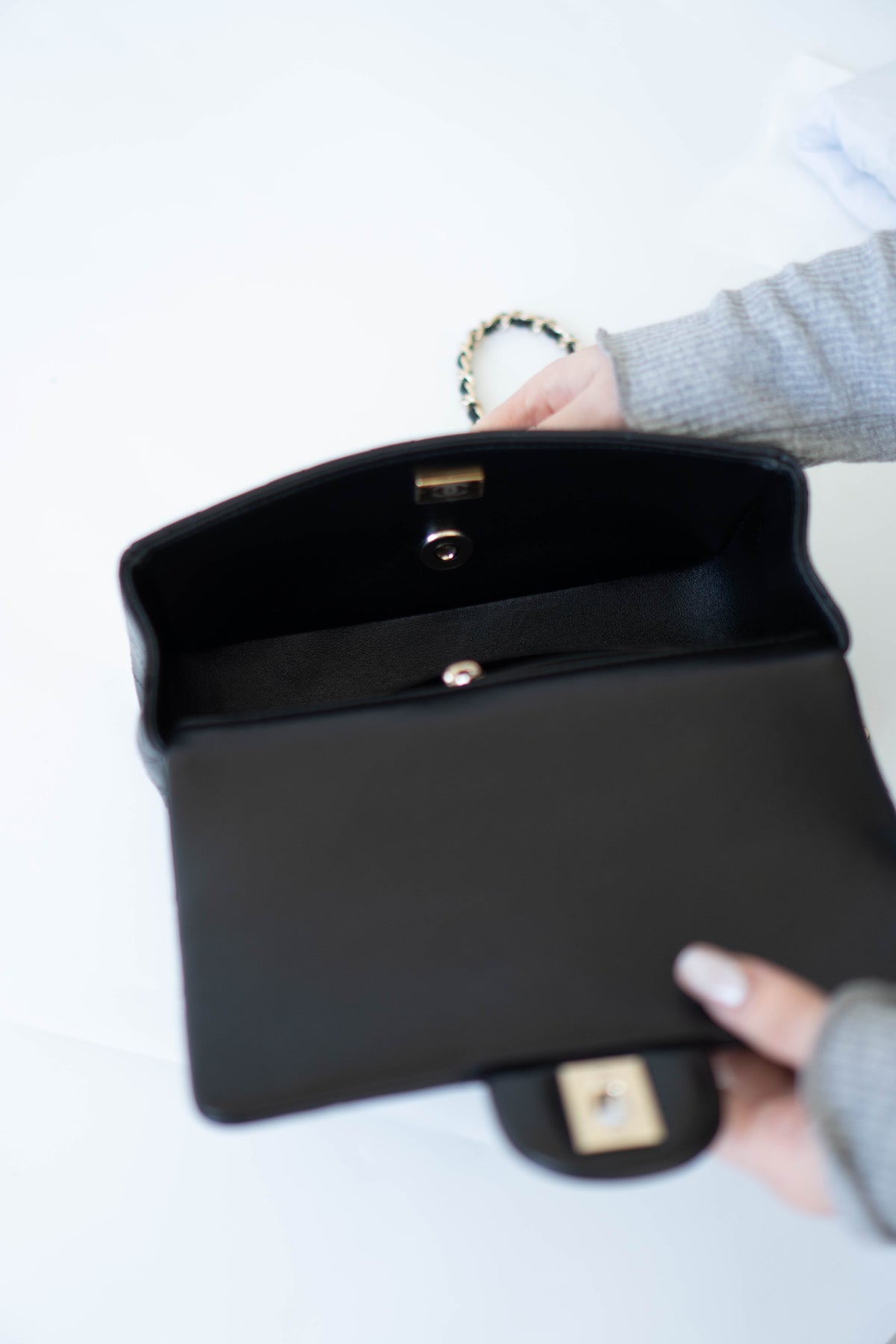 Mini Top Handle Flap – Black Lambskin with Gold Hardware